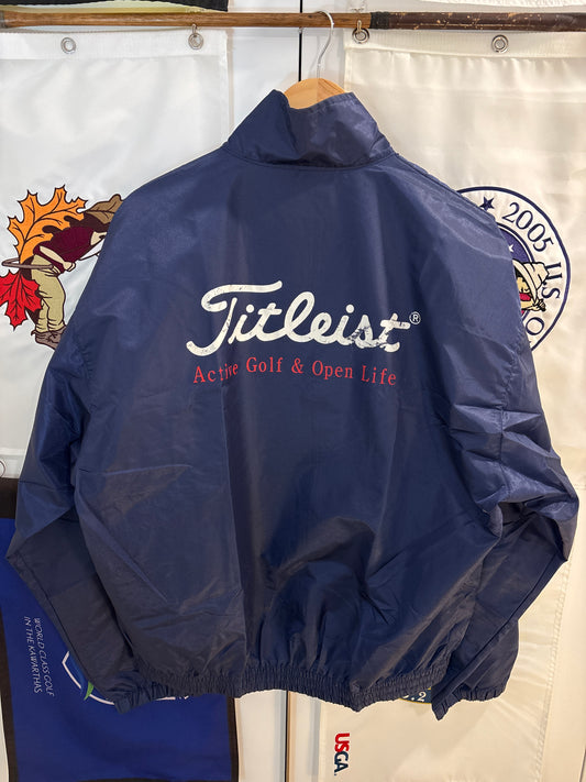 1990s Vintage Titleist Active Golf & Open Life Coaches Jacket Navy