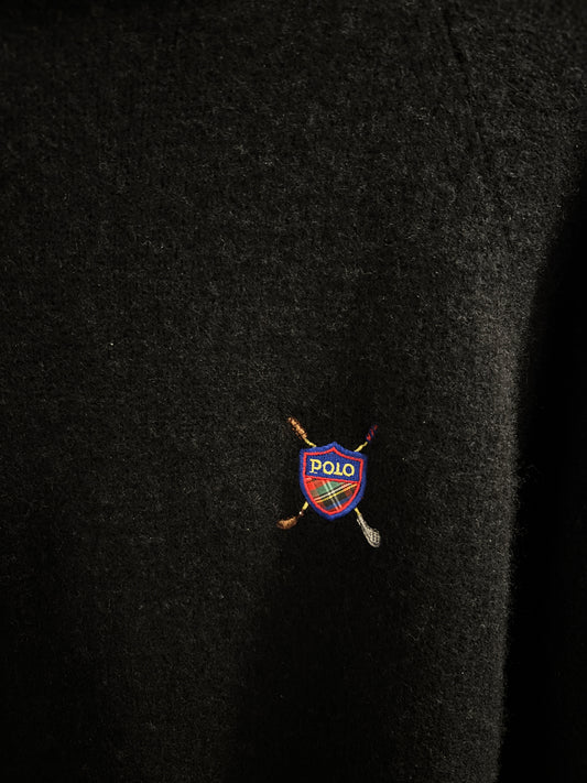 Vintage Polo Ralph Lauren Golf Club Logo Lambswool Sweater Black