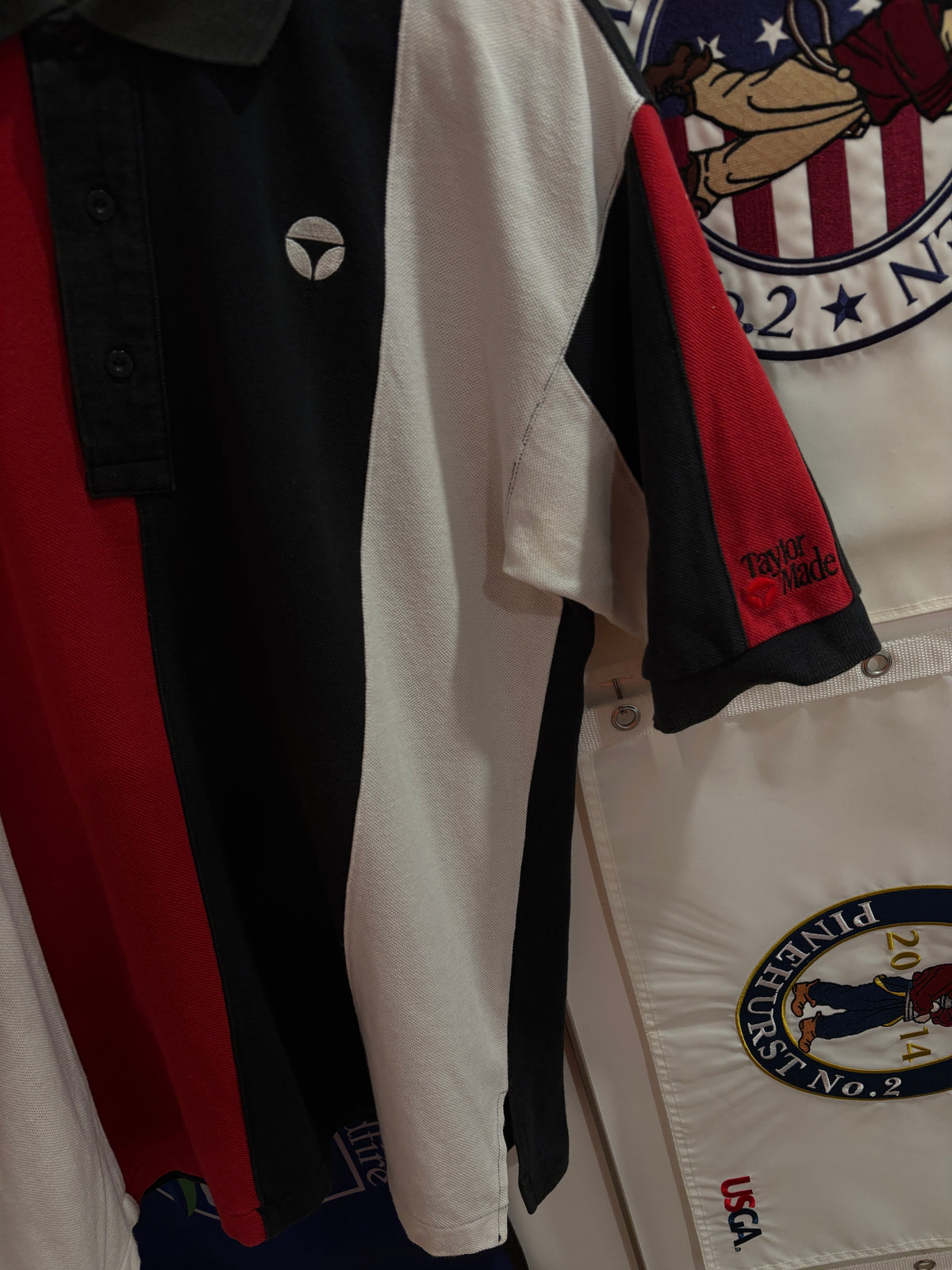 Vintage TaylorMade T Classic Logo Polo Striped Shirt Red/White/Black