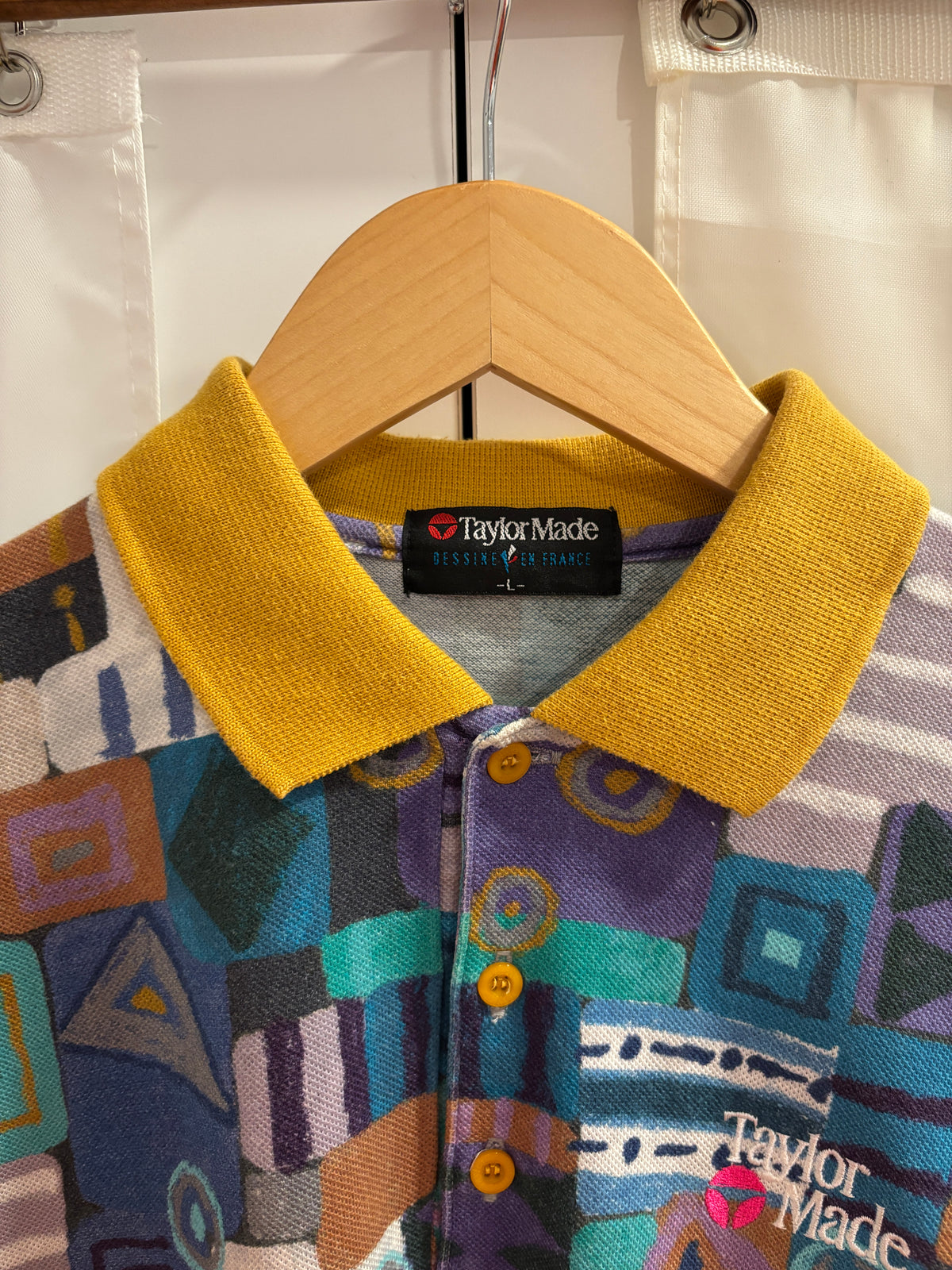 Vintage TaylorMade Classic Logo Polo Abstract All Over Pattern