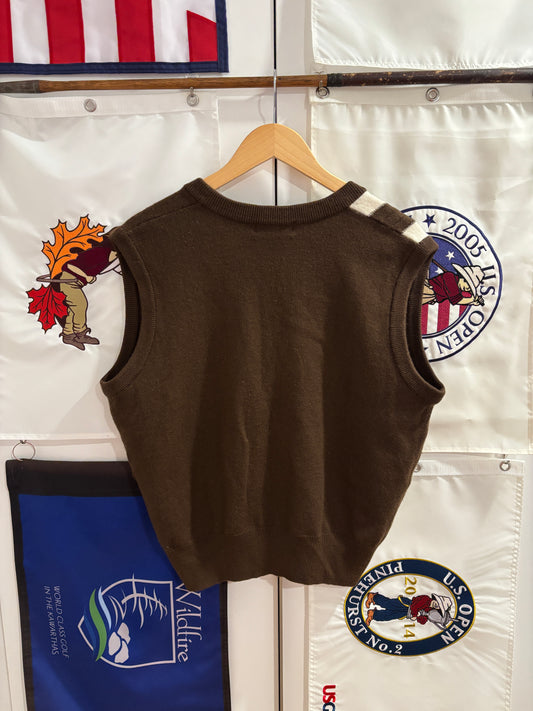1990s Vintage TaylorMade Classic Logo Wool Knit Sweater Brown/White