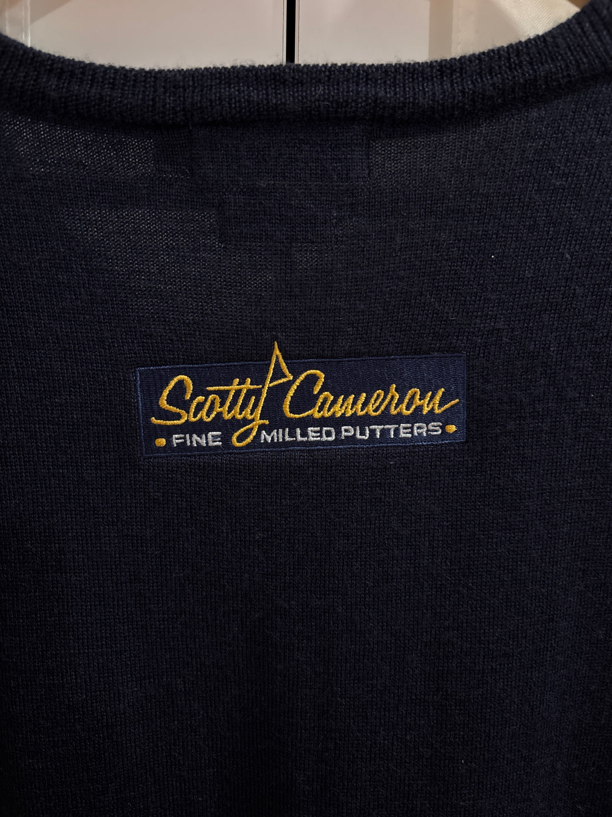 2000s Scotty Cameron Peter Millar SC Logo Wool Sweater Navy