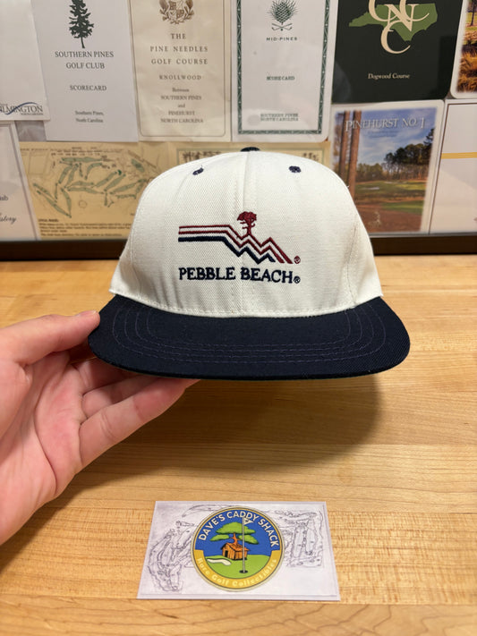 1990s Vintage Pebble Beach Logo Hat White/Black