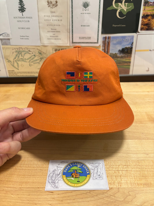 1990s Vintage Pebble Beach Logo Hat Orange
