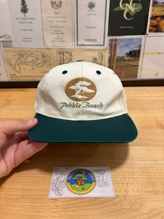 1990s Vintage Pebble Beach Tree Logo Hat White