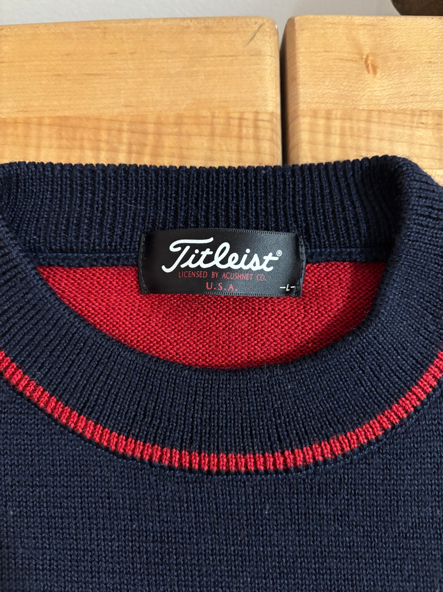 1990s Vintage Titleist Argyle Diamond Patch Sweater