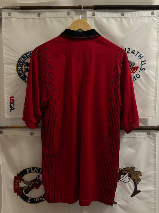 1990s Vintage Nike Tiger Woods Yin Yang Logo Pullover Polo Red