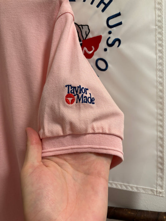 1990s Vintage Taylormade Classic Sleeve Logo Polo Pink
