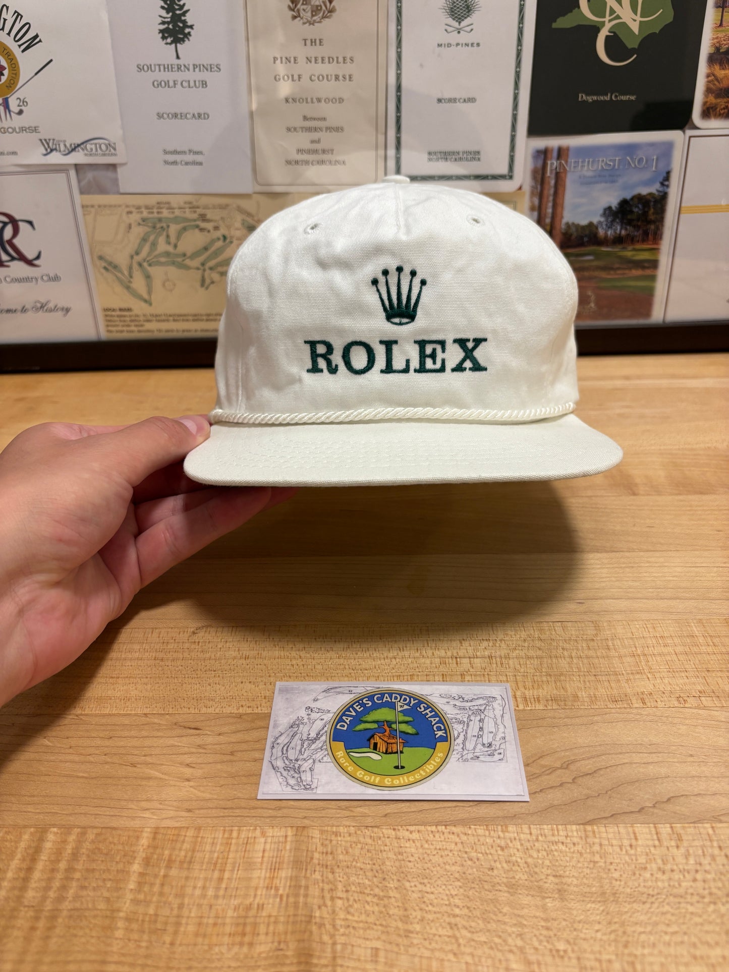1990s Vintage Rolex Texace Golf Rope Hat White