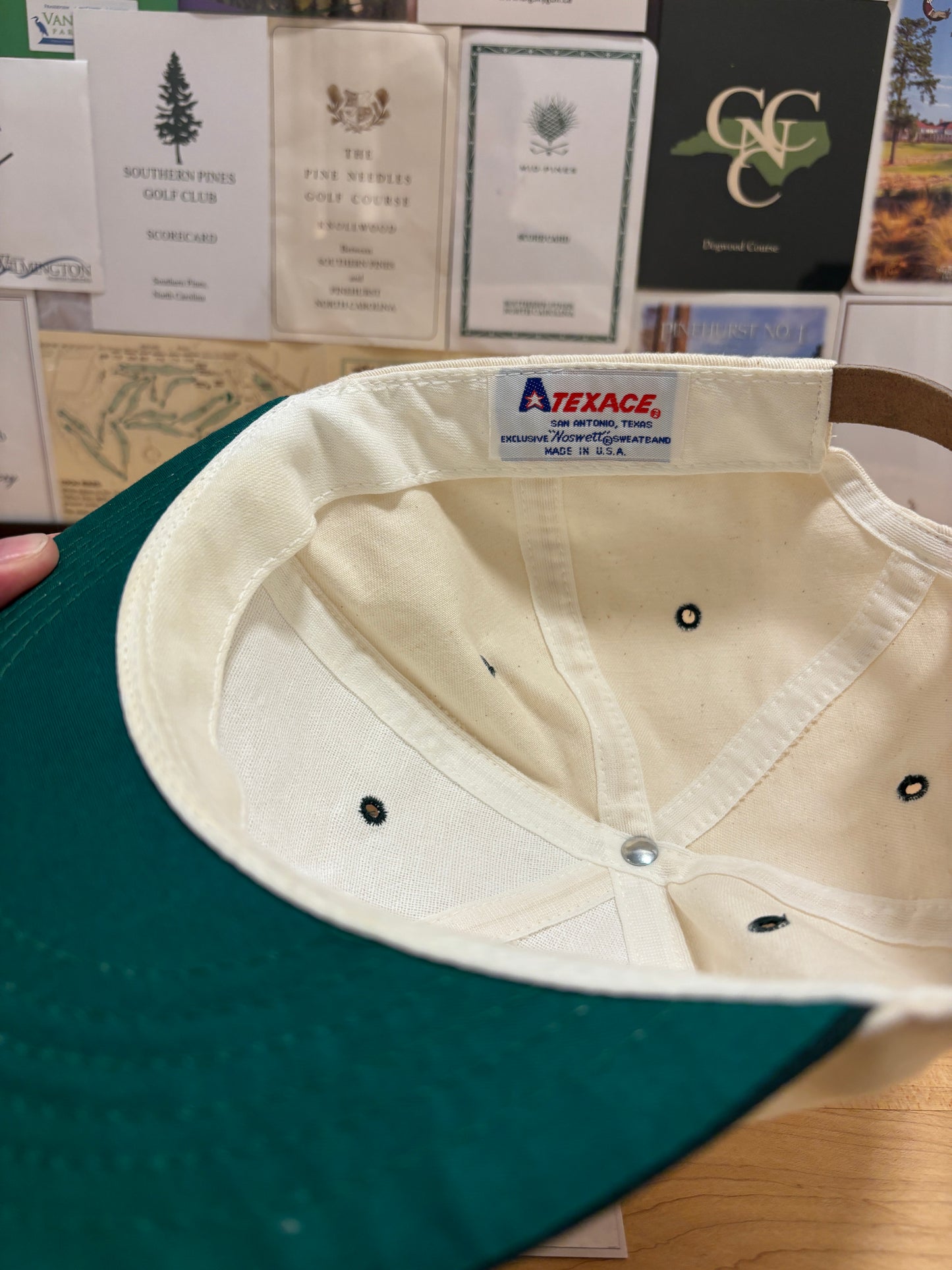 1990s Vintage Rolex Texace Golf Hat Cream/Black