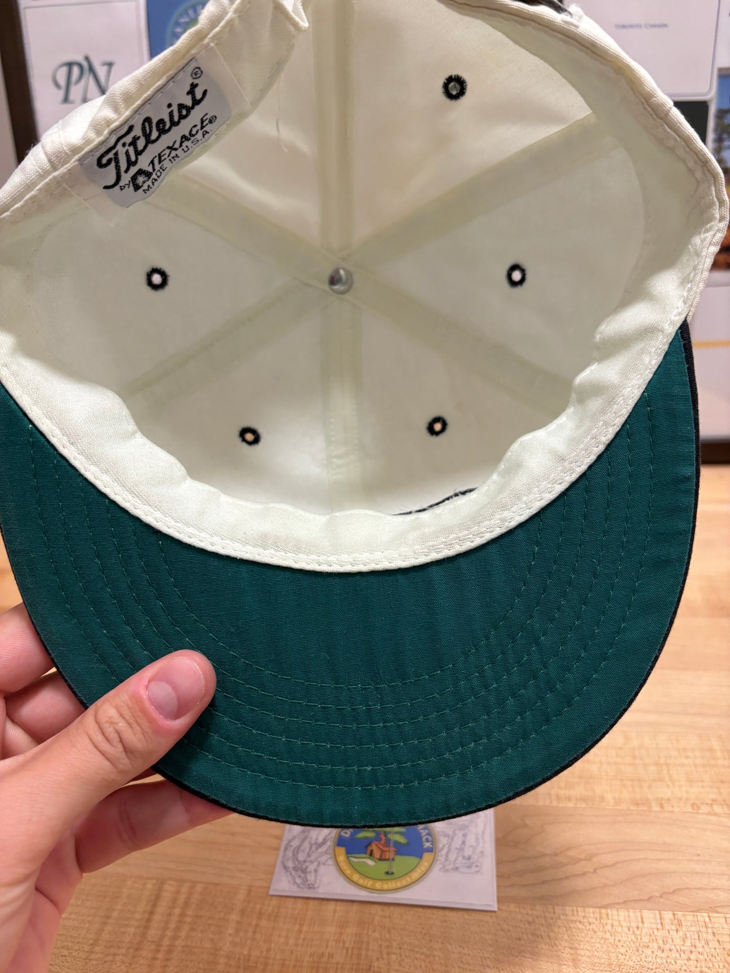 1990s Vintage Titleist Texace Script Logo Hat White/Black