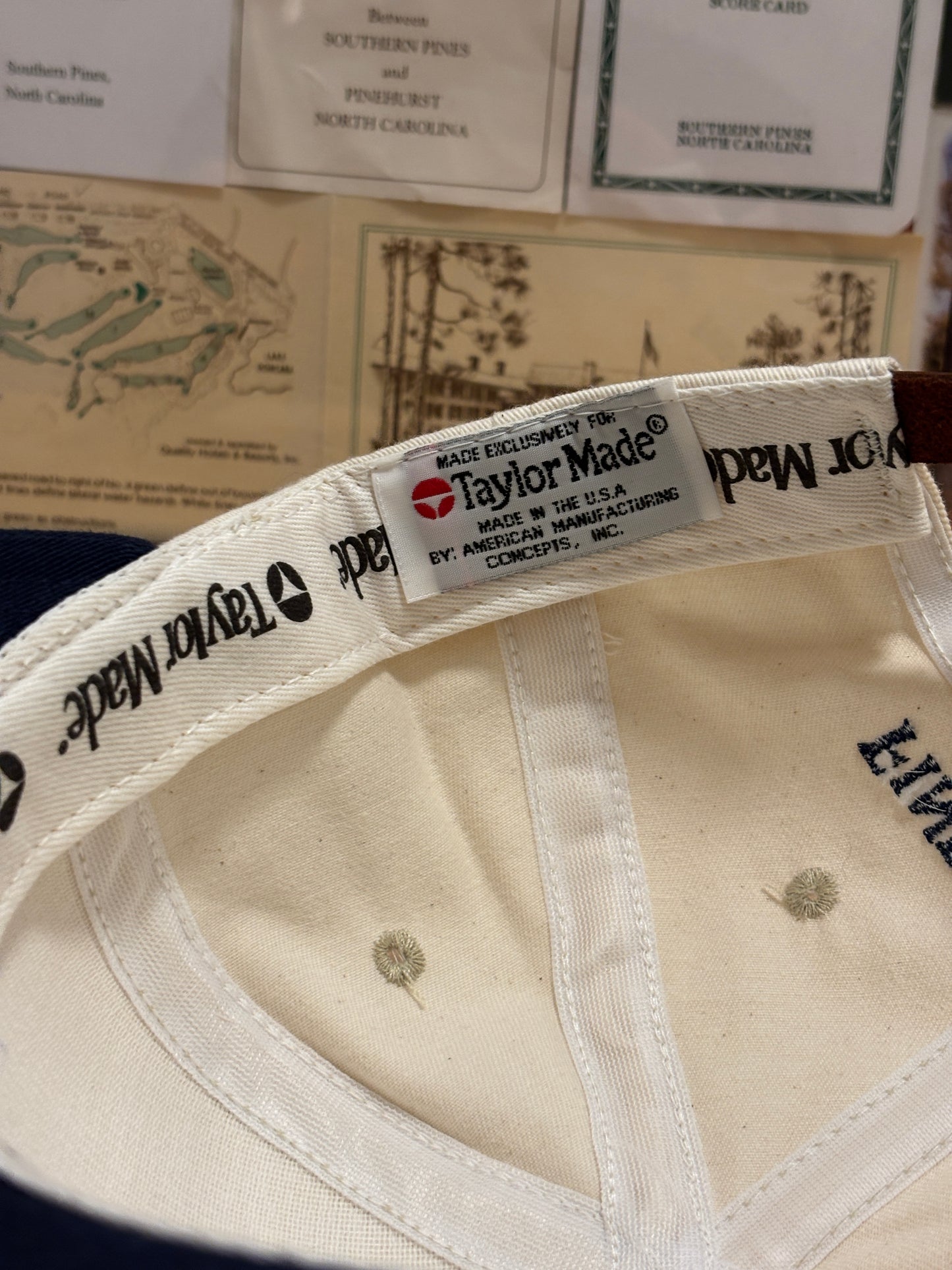 1990s Vintage Taylormade Classic Logo Hat Cream/Navy