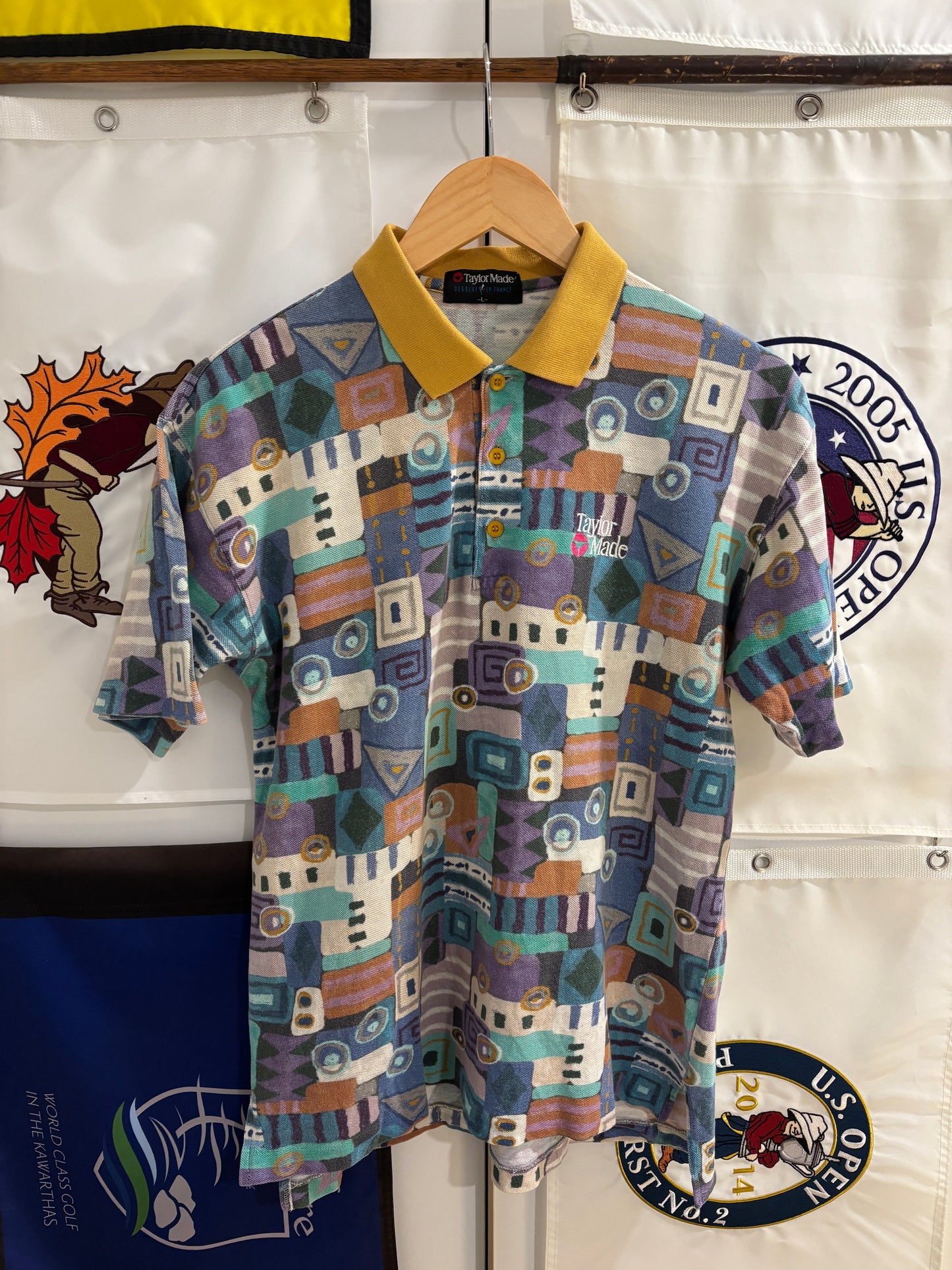 1990s Vintage Taylormade Classic Logo Polo All Over Pattern
