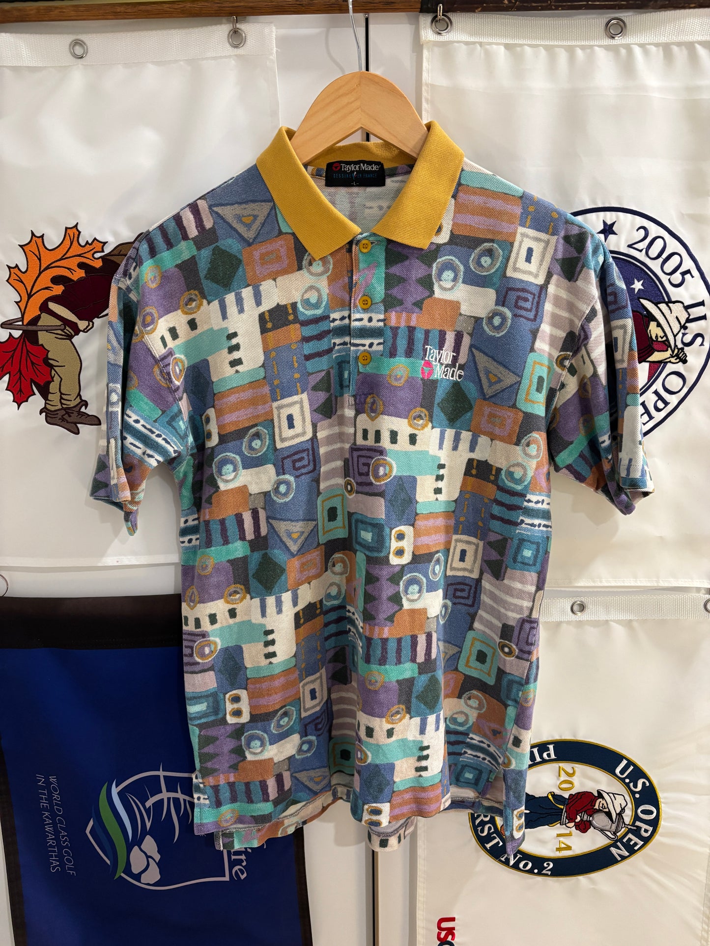 1990s Vintage Taylormade Classic Logo Polo All Over Pattern