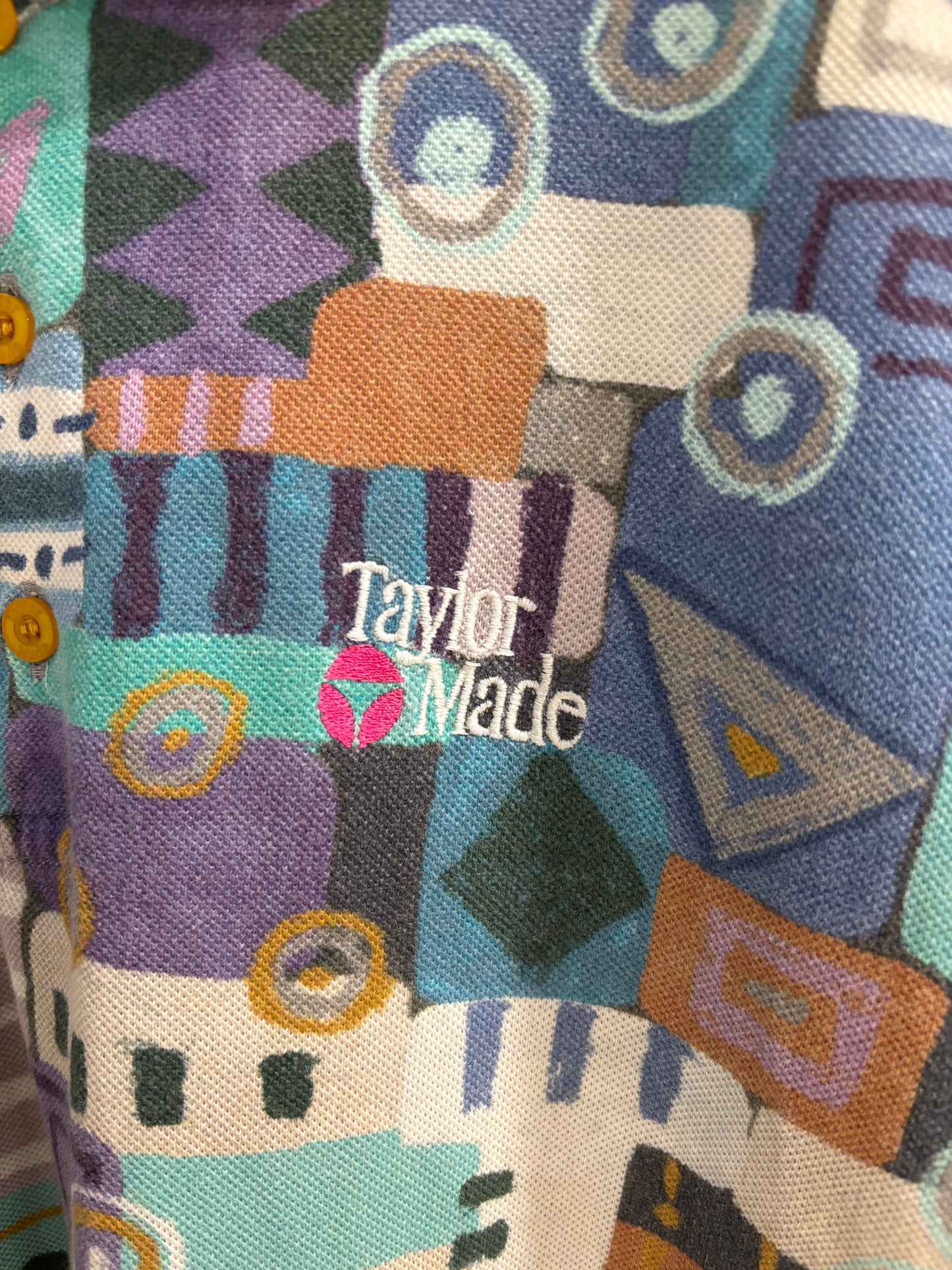 1990s Vintage Taylormade Classic Logo Polo All Over Pattern