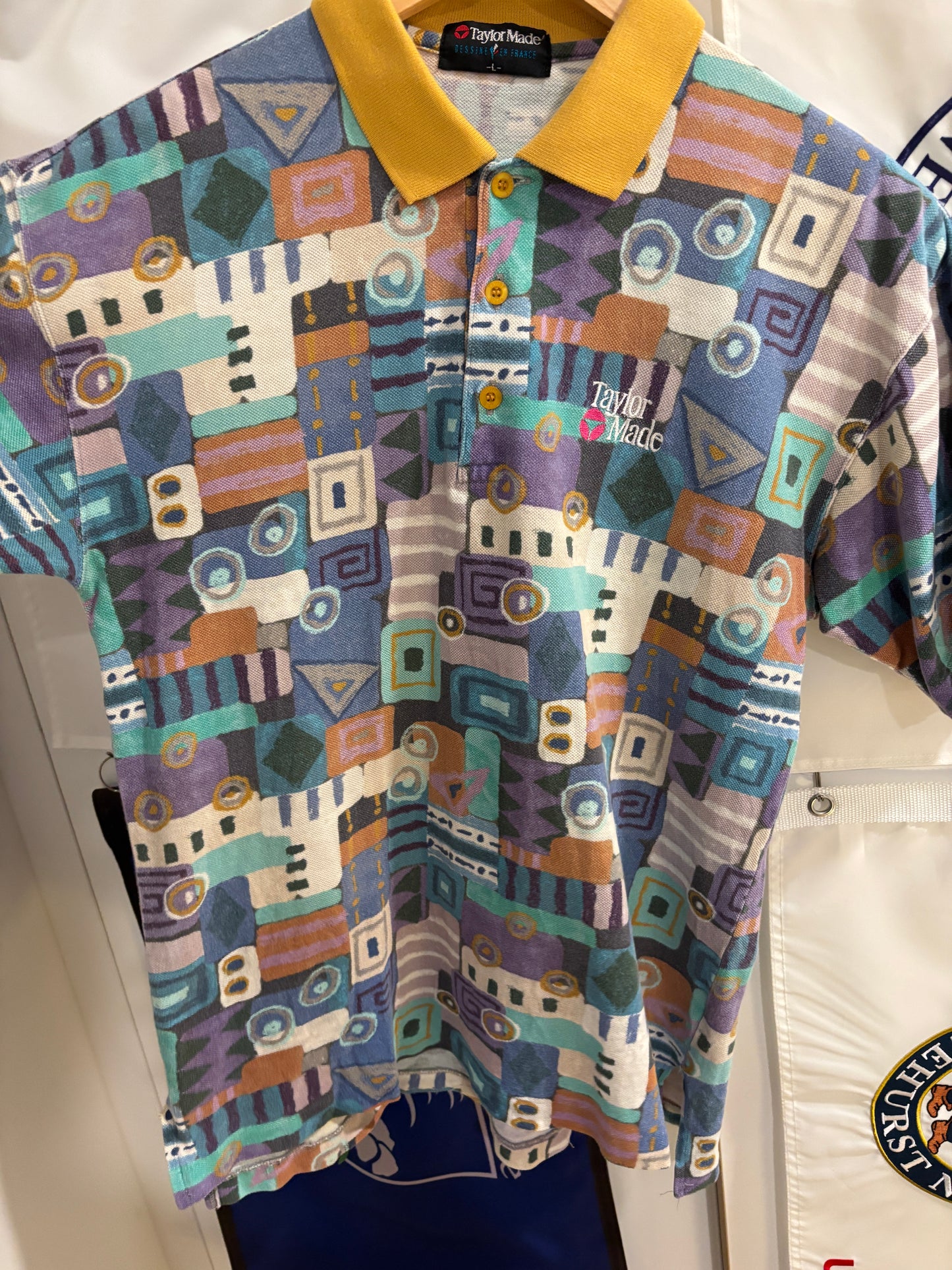 1990s Vintage Taylormade Classic Logo Polo All Over Pattern