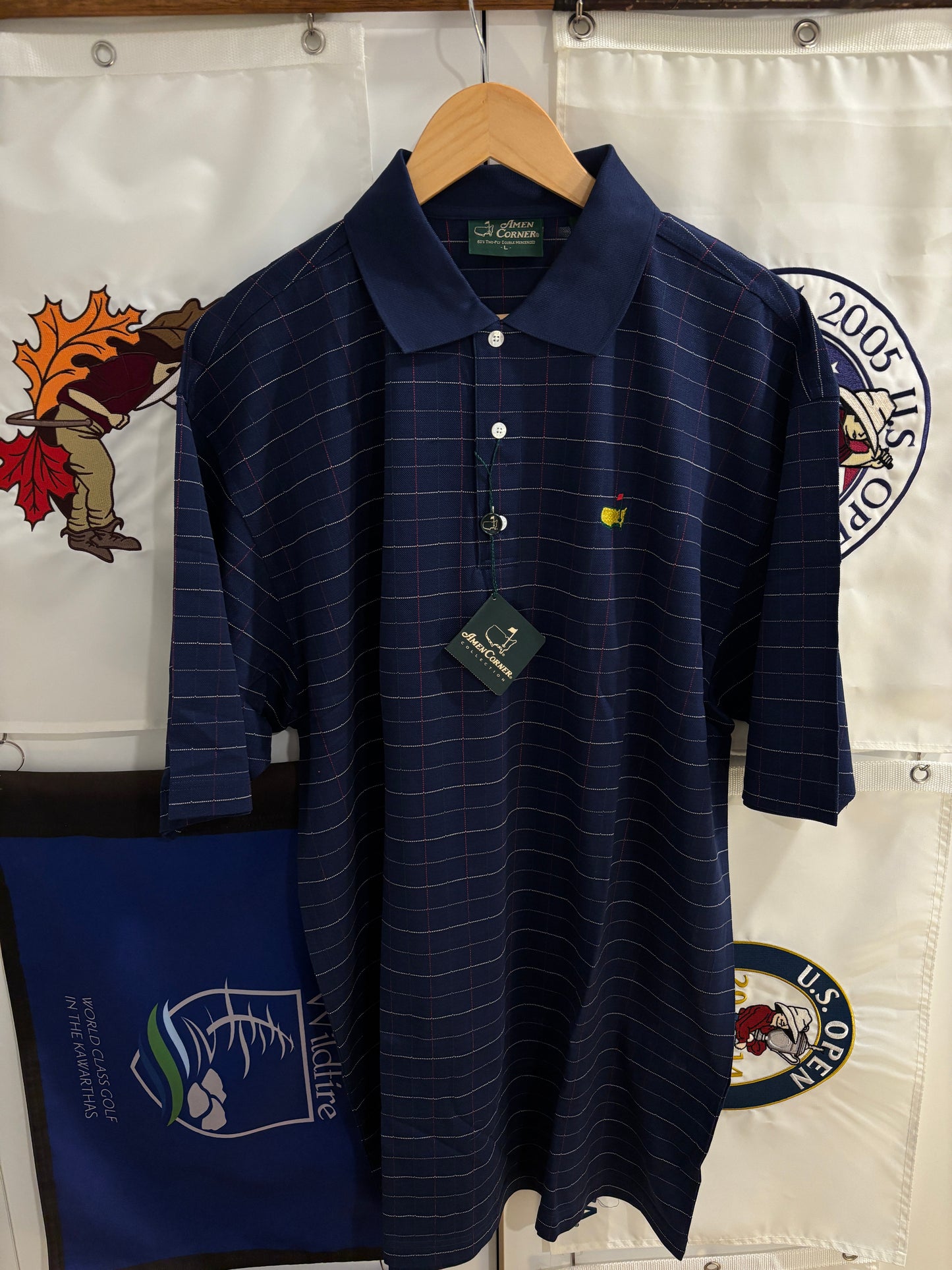 1990s Vintage Masters Collection Tartan Polo Navy