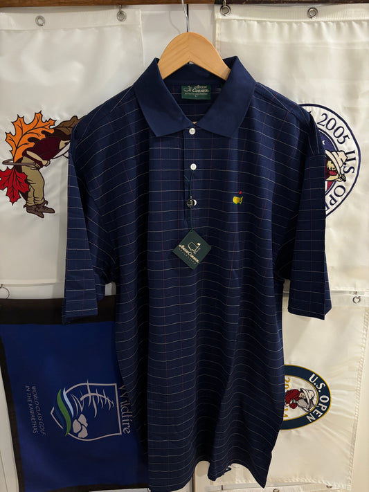 1990s Vintage Masters Collection Tartan Polo Navy