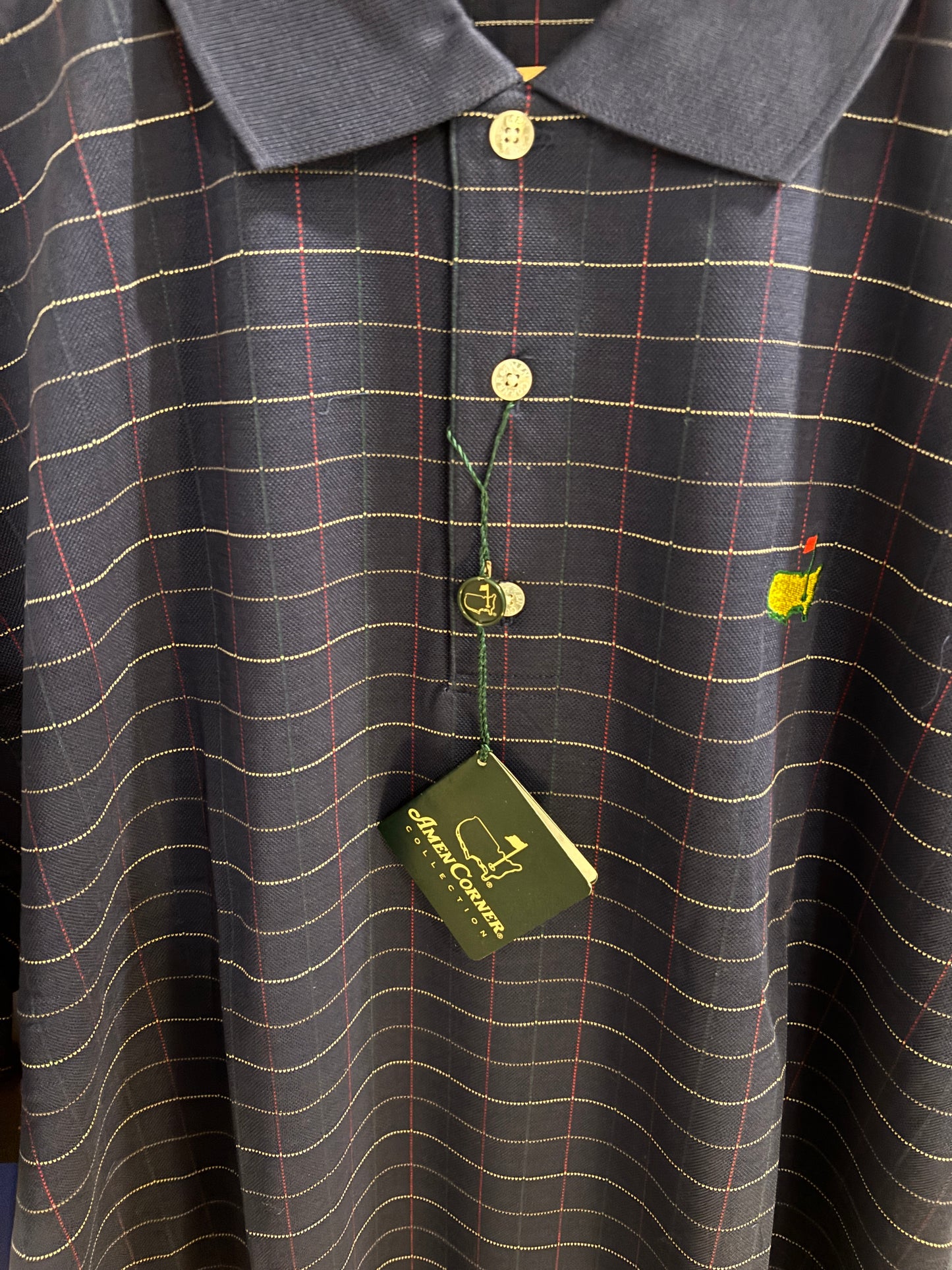 1990s Vintage Masters Collection Tartan Polo Navy
