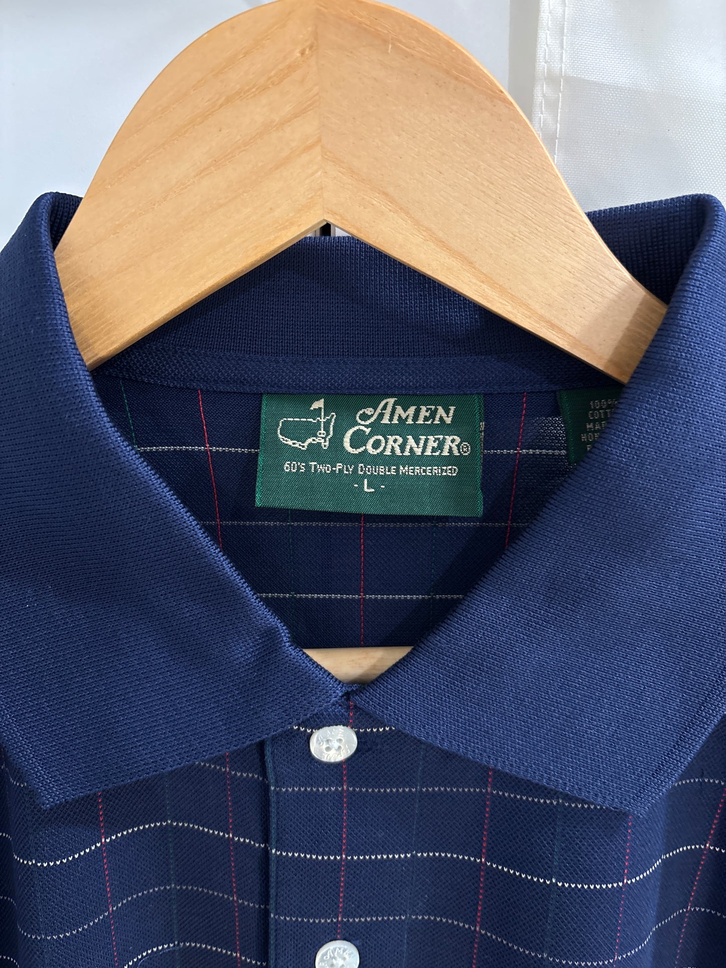 1990s Vintage Masters Collection Tartan Polo Navy