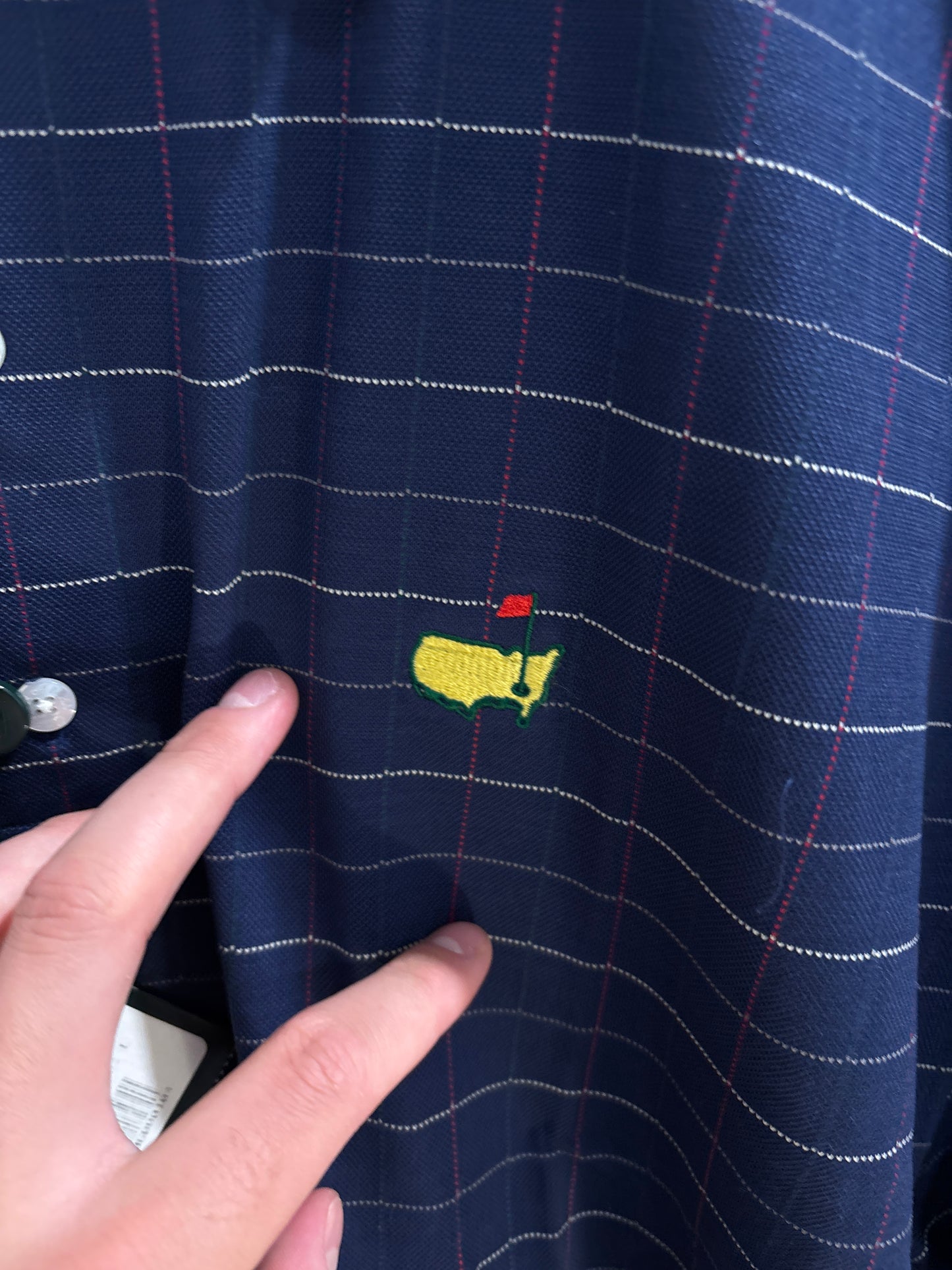 1990s Vintage Masters Collection Tartan Polo Navy