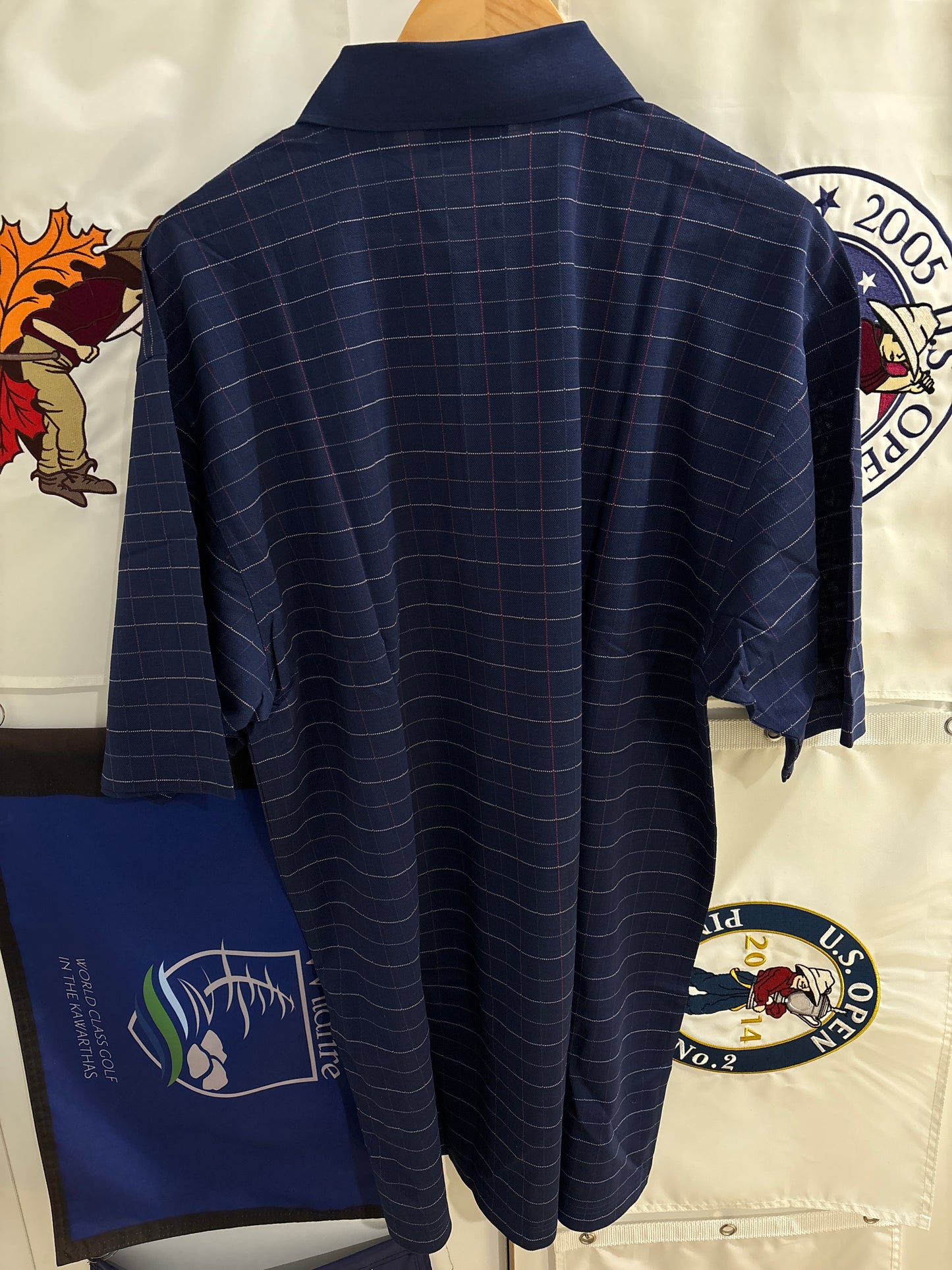 1990s Vintage Masters Collection Tartan Polo Navy