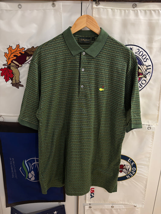 1990s Vintage Masters Bobby Jones Diamond Pattern Polo Green