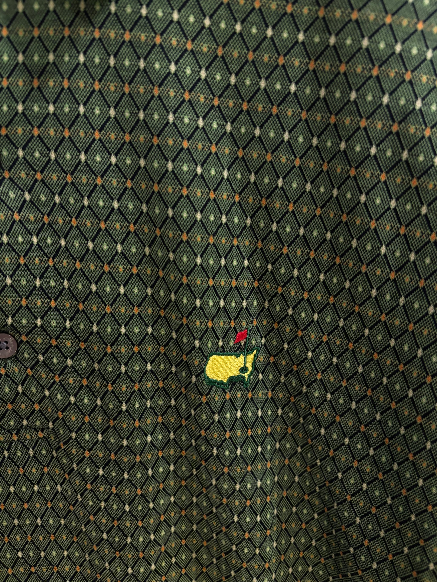 1990s Vintage Masters Bobby Jones Diamond Pattern Polo Green