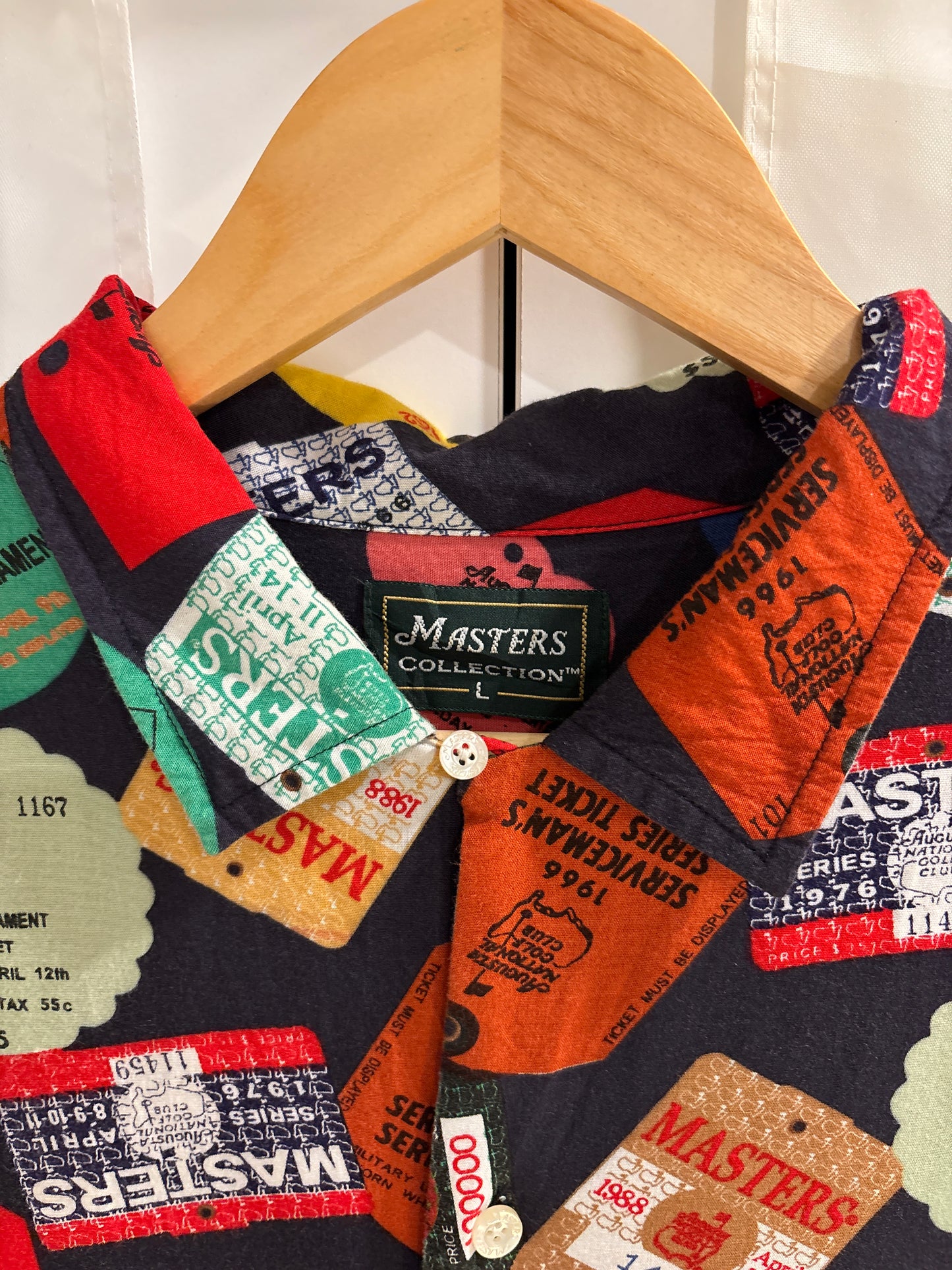2000s Vintage Masters Collection All Over Badges Rayon Button Up
