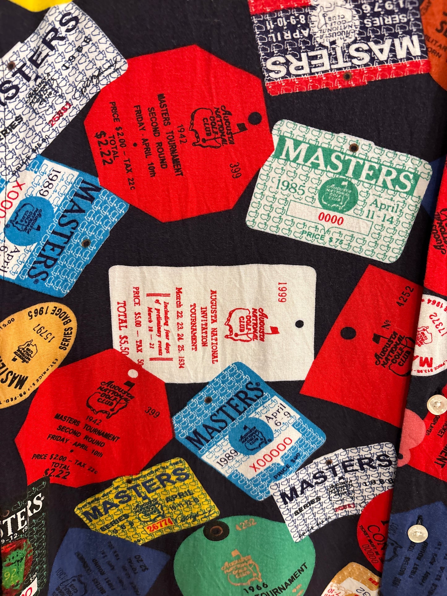 2000s Vintage Masters Collection All Over Badges Rayon Button Up