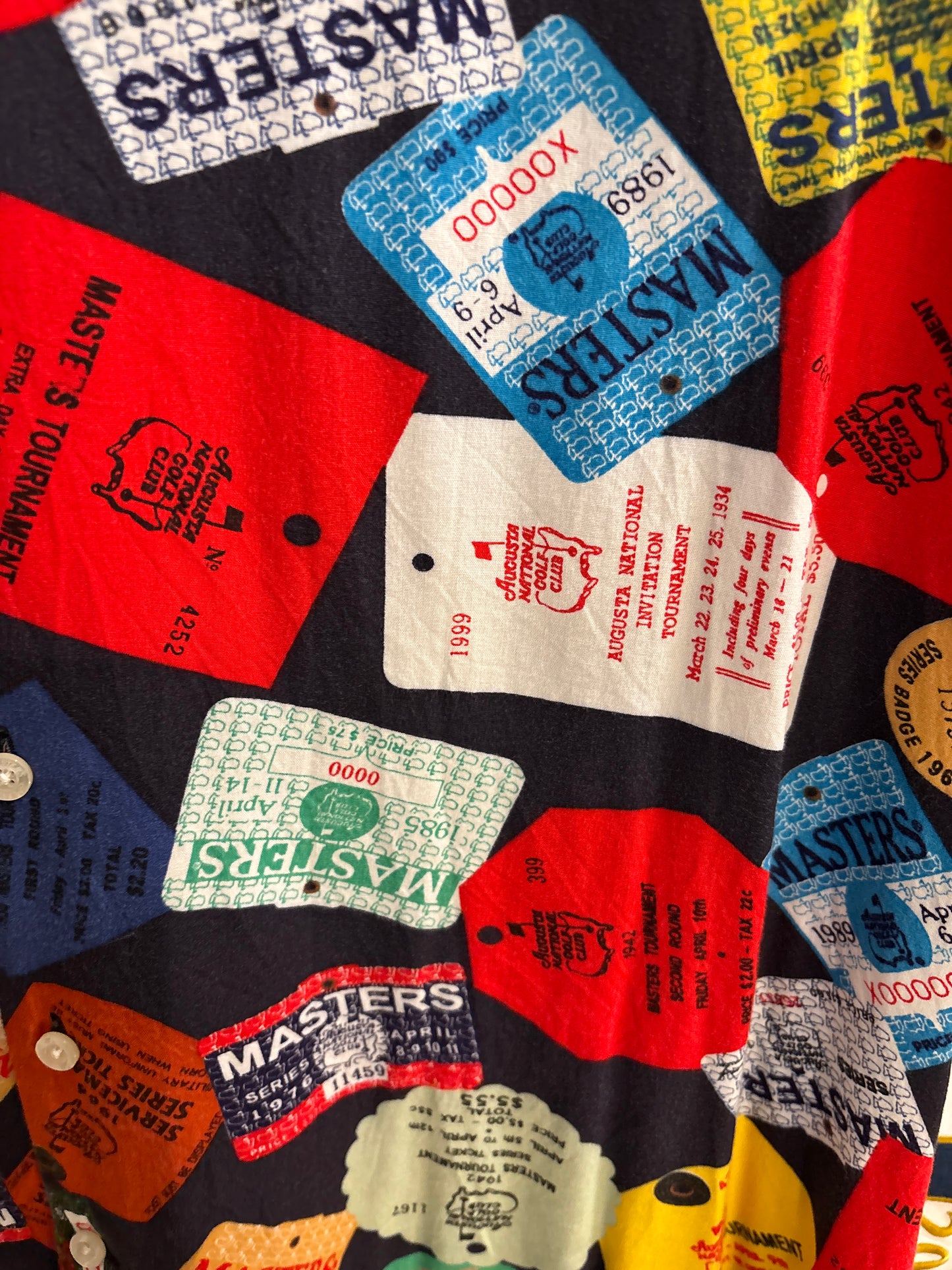 2000s Vintage Masters Collection All Over Badges Rayon Button Up