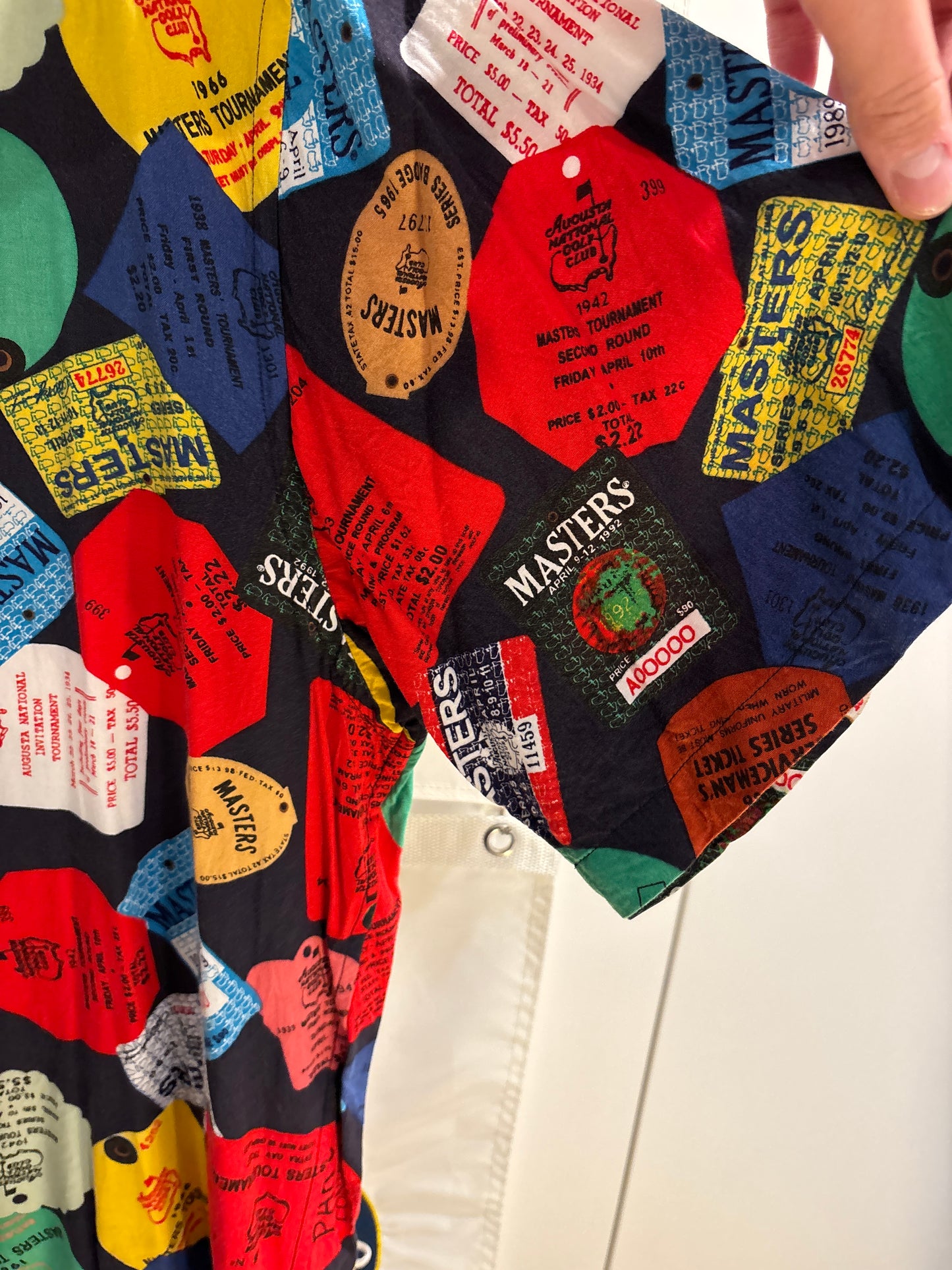 2000s Vintage Masters Collection All Over Badges Rayon Button Up