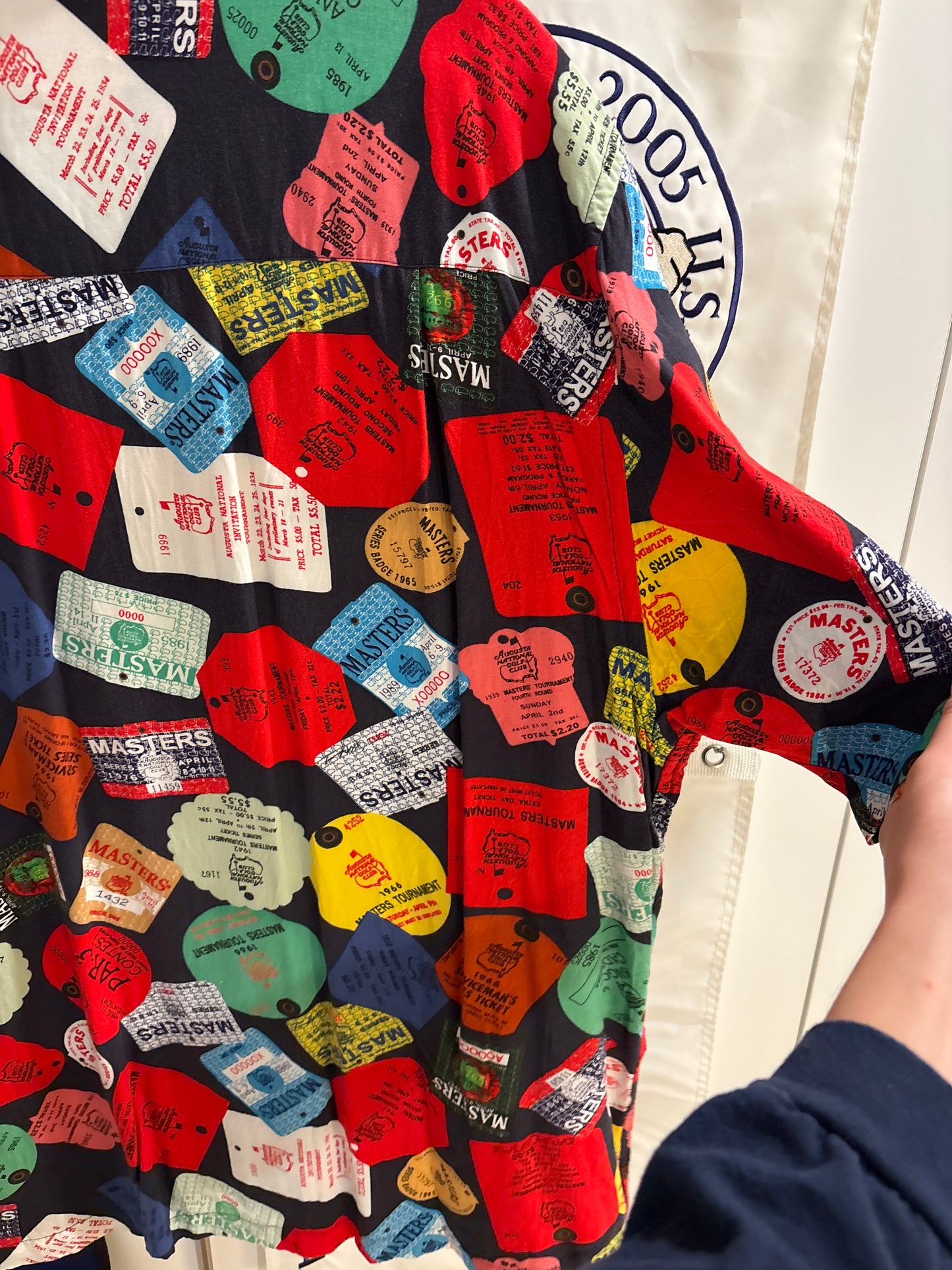 2000s Vintage Masters Collection All Over Badges Rayon Button Up