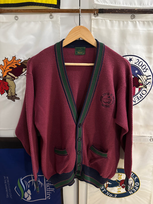 1990s Vintage Masters Augusta National Cardigan Sweater Burgundy
