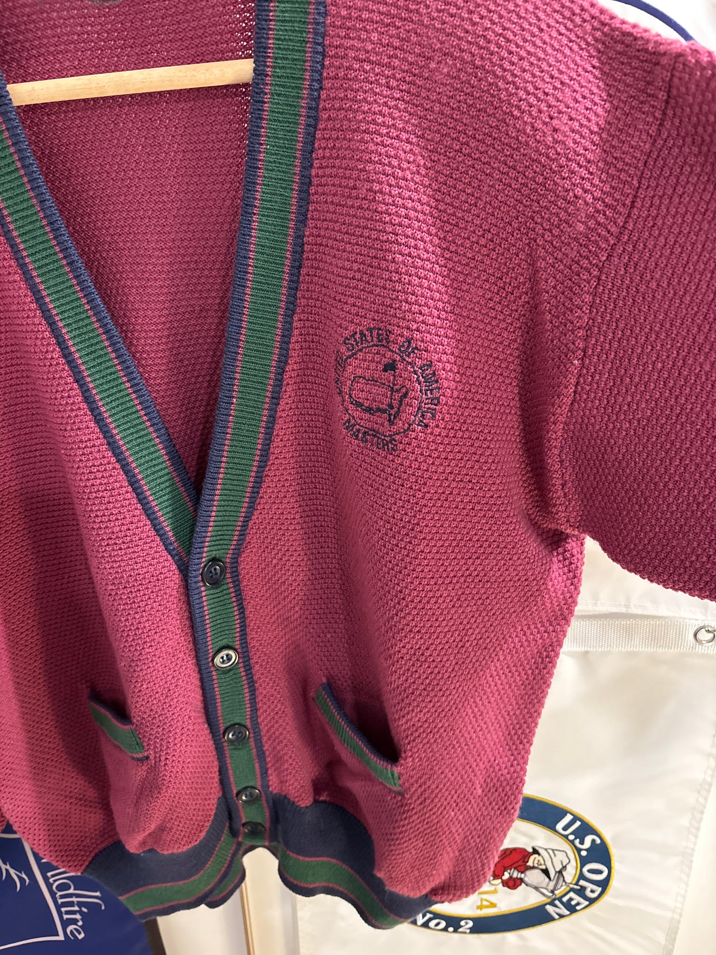 1990s Vintage Masters Augusta National Cardigan Sweater Burgundy