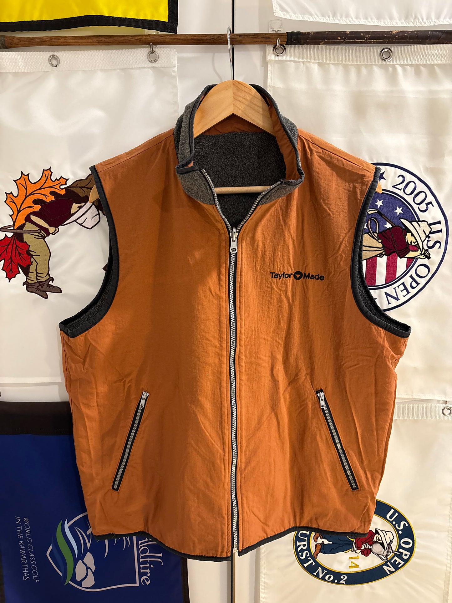 1990s Vintage Taylormade Script Logo Reversible Fleece Vest