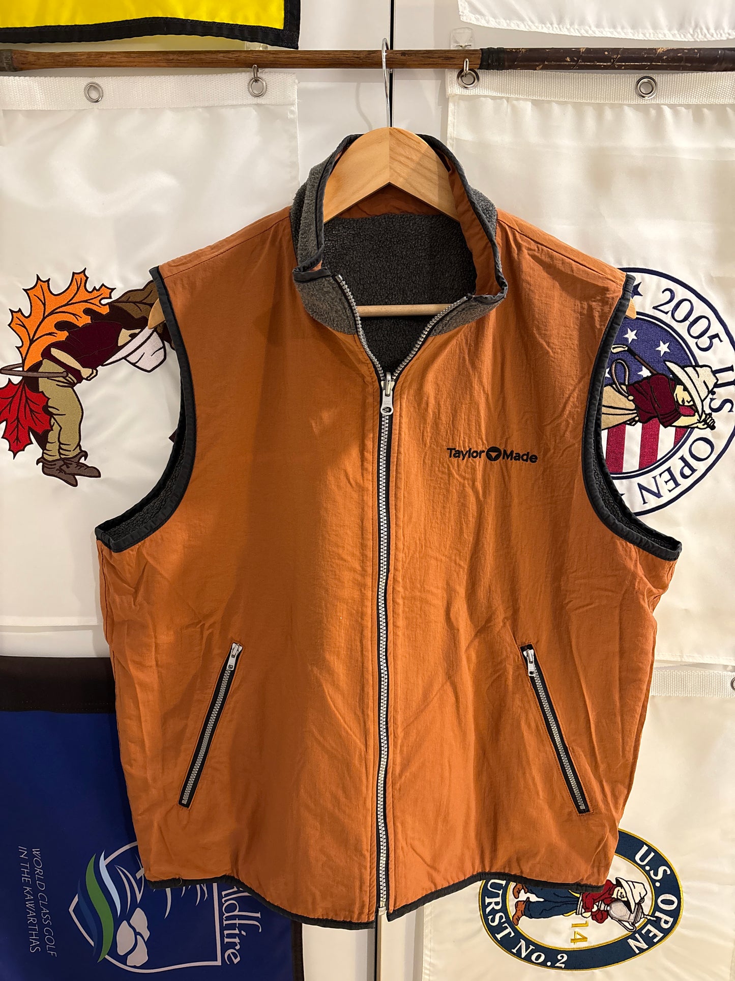 1990s Vintage Taylormade Script Logo Reversible Fleece Vest
