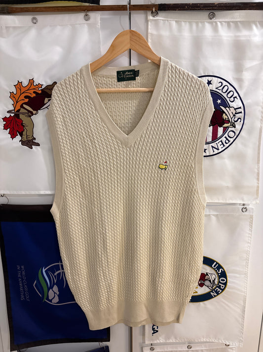2000s Vintage Masters Augusta National Wool Knitted Sweater Vest Beige