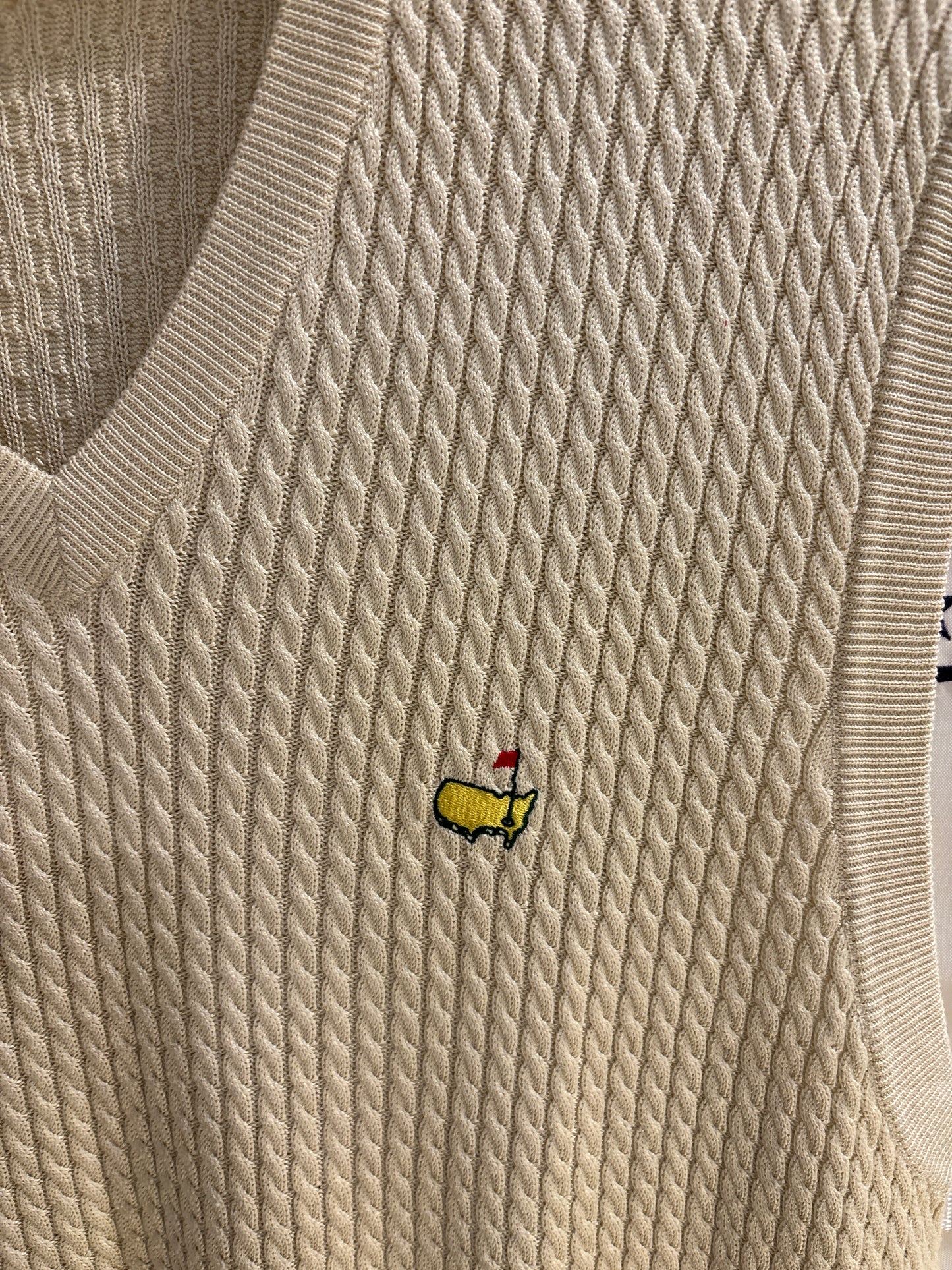 2000s Vintage Masters Augusta National Wool Knitted Sweater Vest Beige