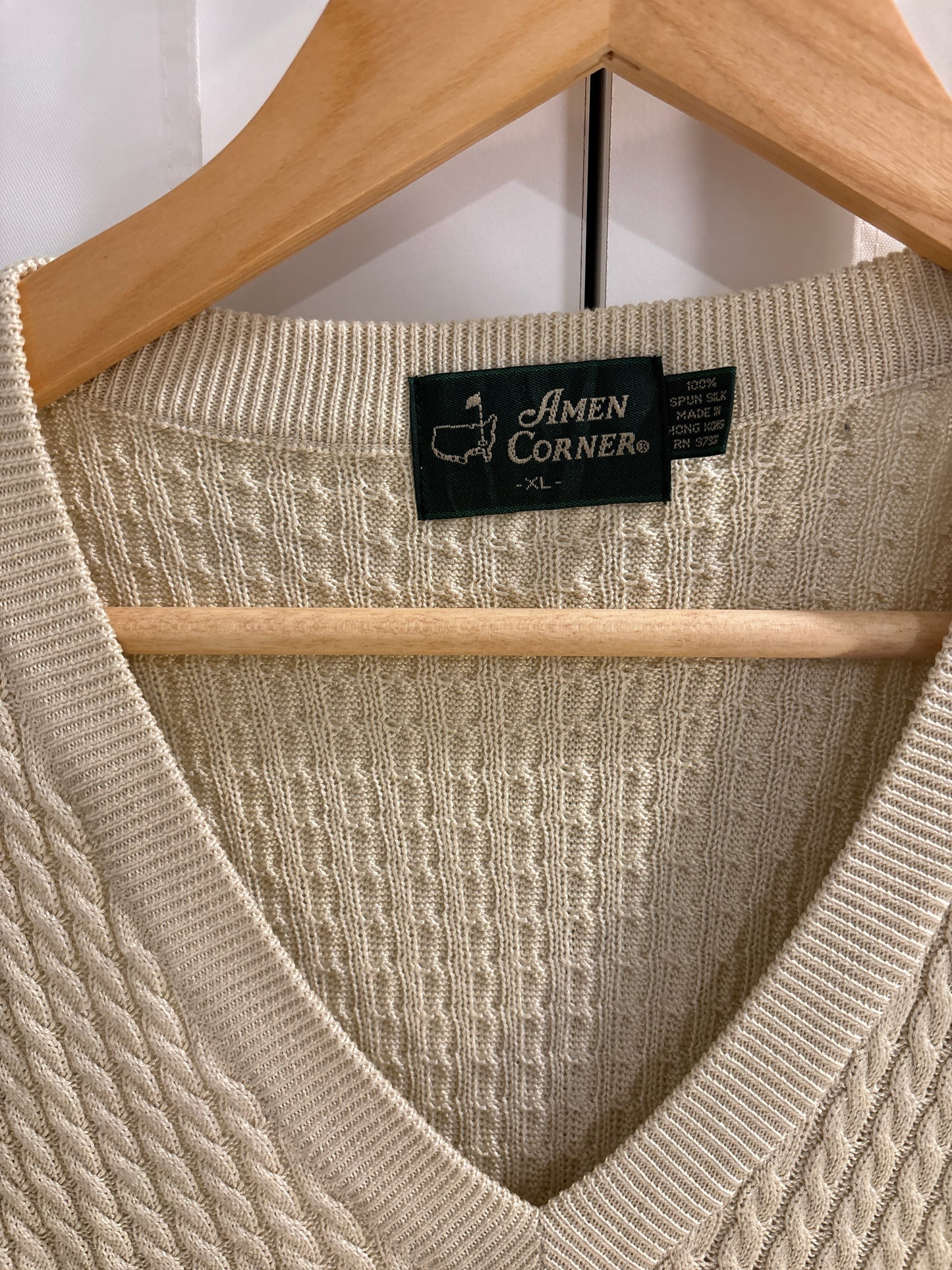 2000s Vintage Masters Augusta National Wool Knitted Sweater Vest Beige
