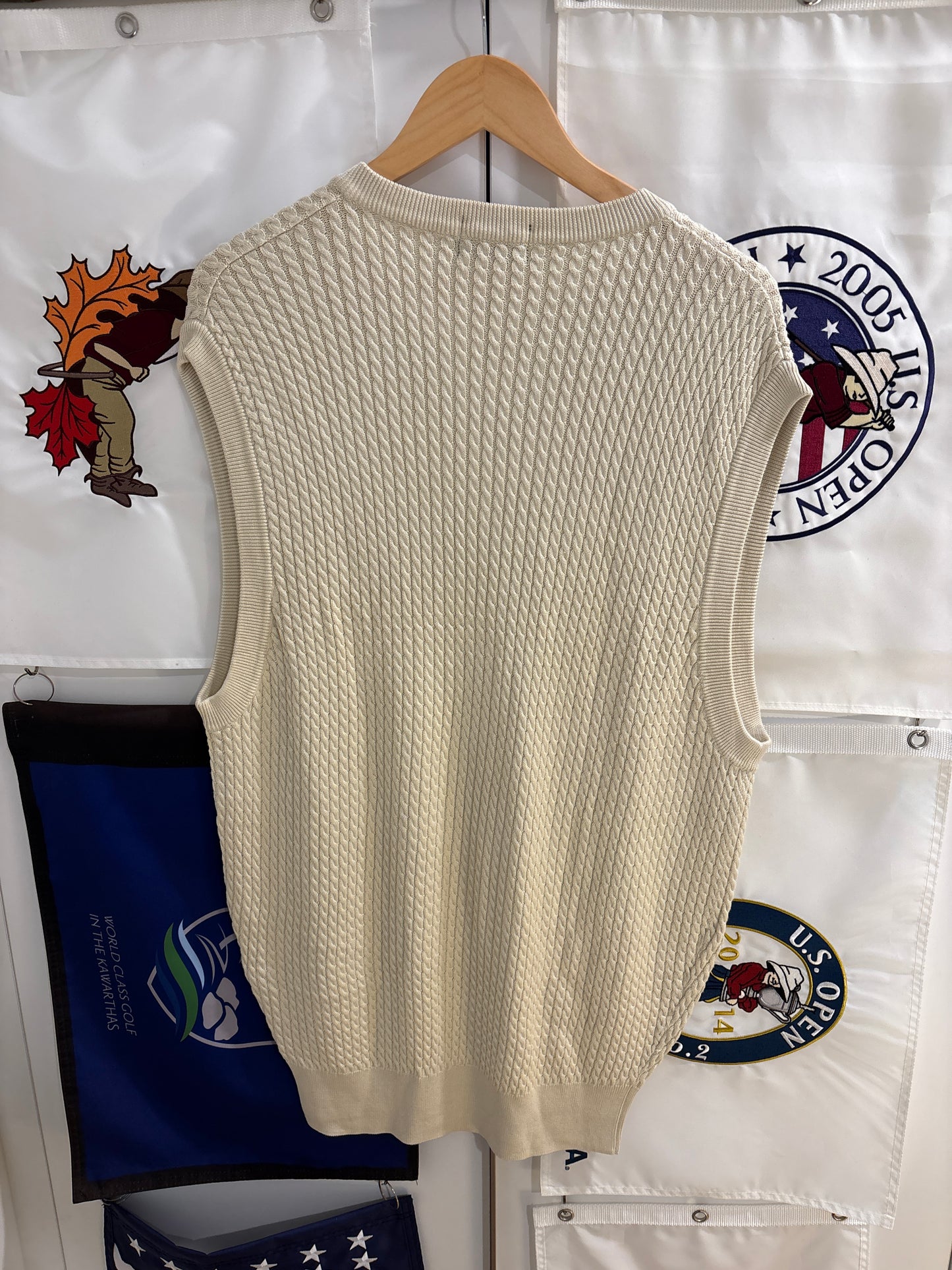 2000s Vintage Masters Augusta National Wool Knitted Sweater Vest Beige
