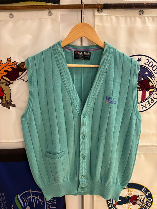 1990s Vintage Taylormade Classic Logo Wool Knitted Sweater Teal