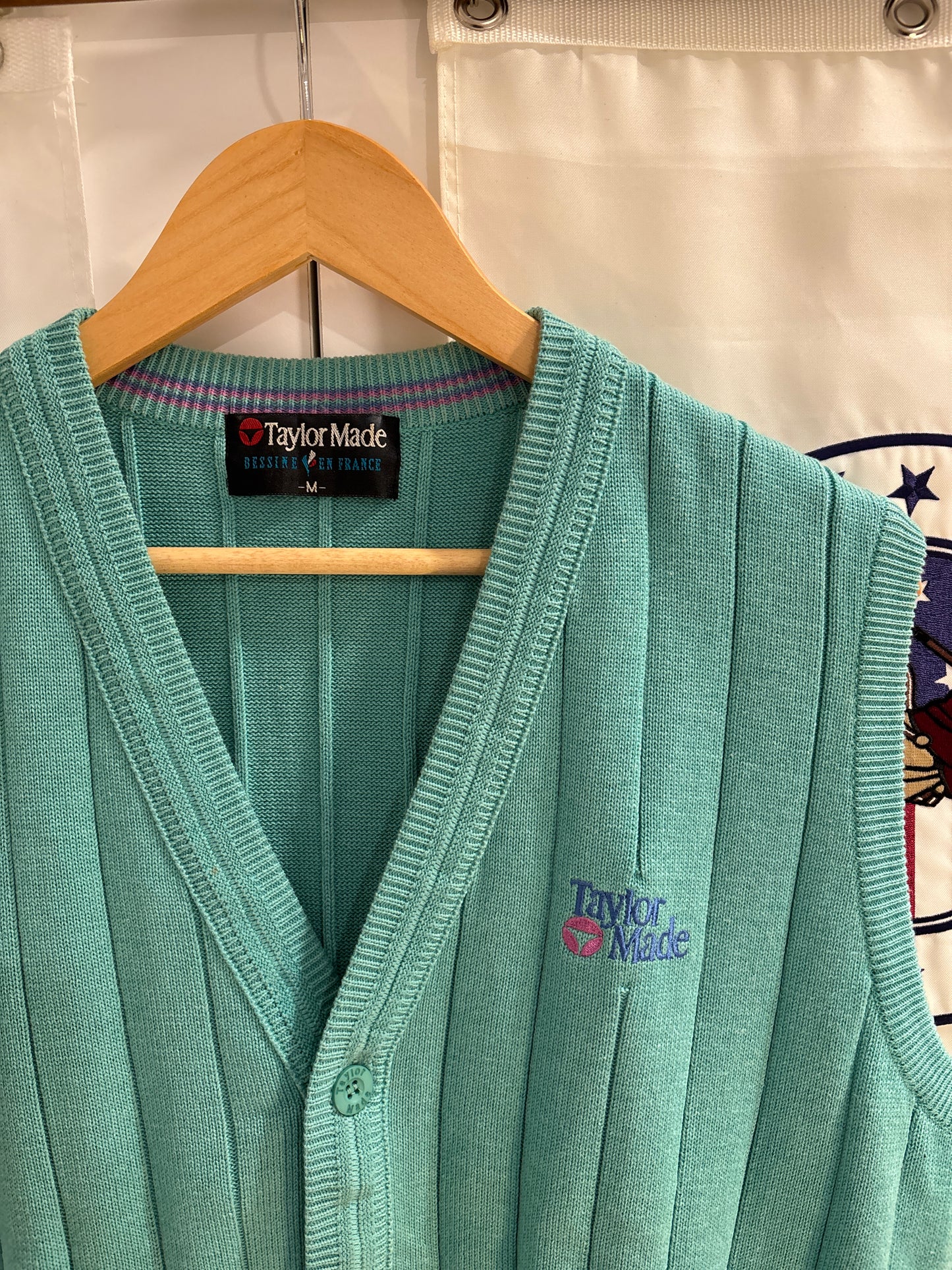 1990s Vintage Taylormade Classic Logo Wool Knitted Sweater Teal