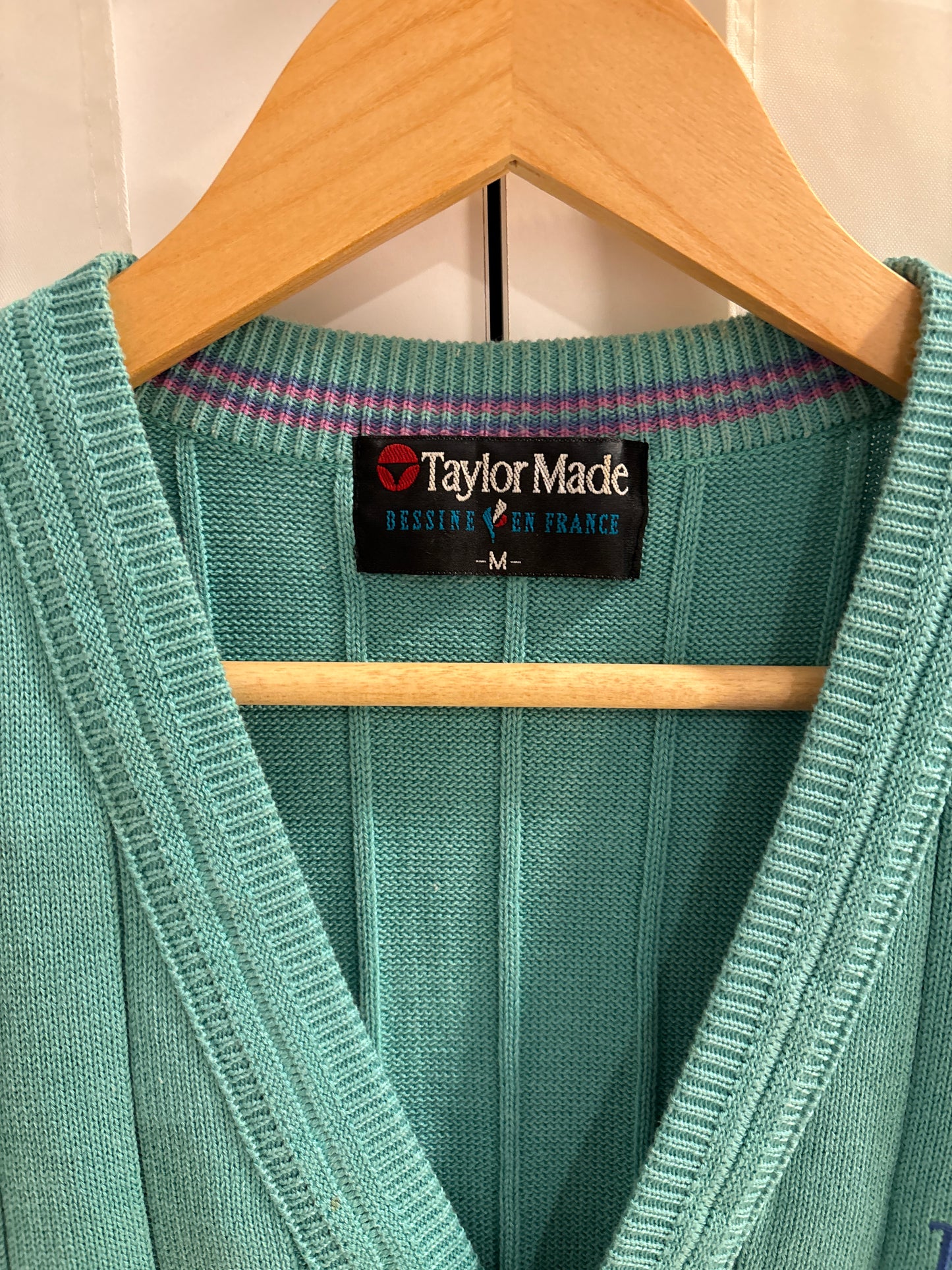 1990s Vintage Taylormade Classic Logo Wool Knitted Sweater Teal