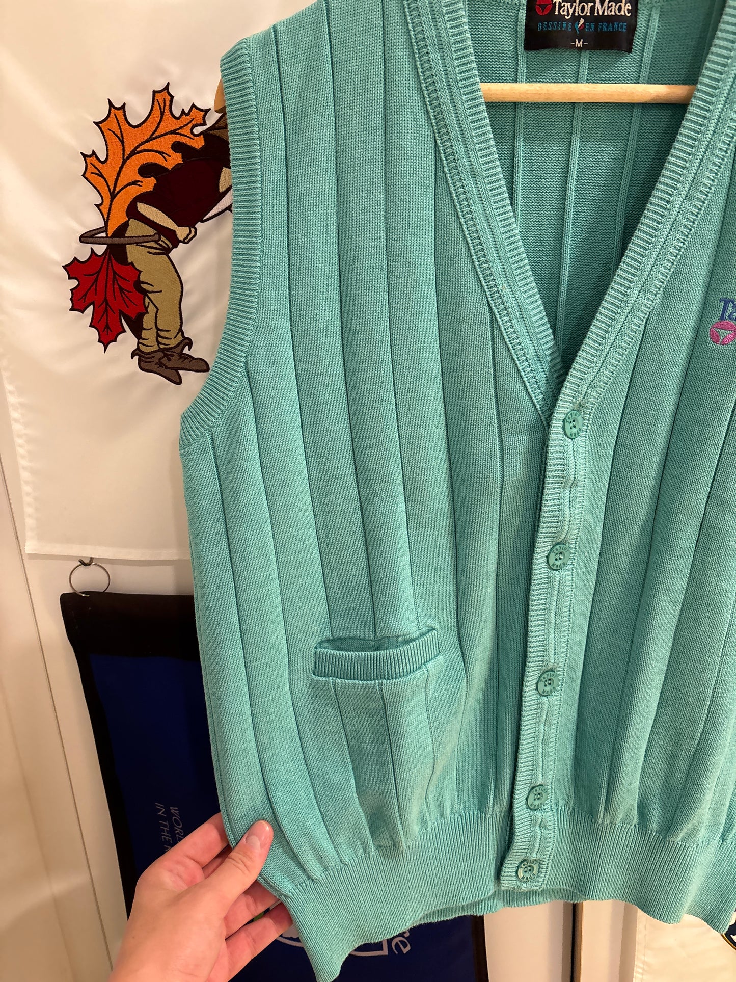1990s Vintage Taylormade Classic Logo Wool Knitted Sweater Teal