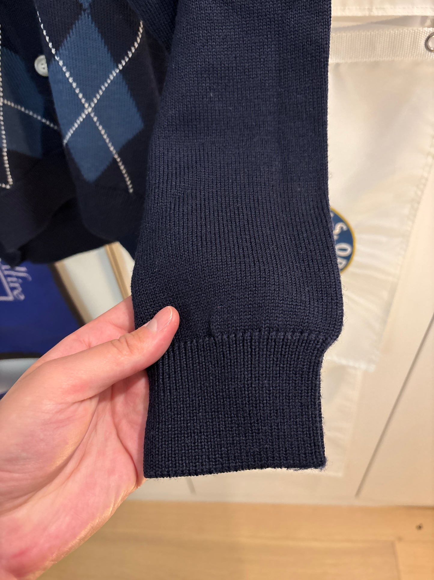 1990s Vintage Titleist Argyle Cardigan Wool Navy