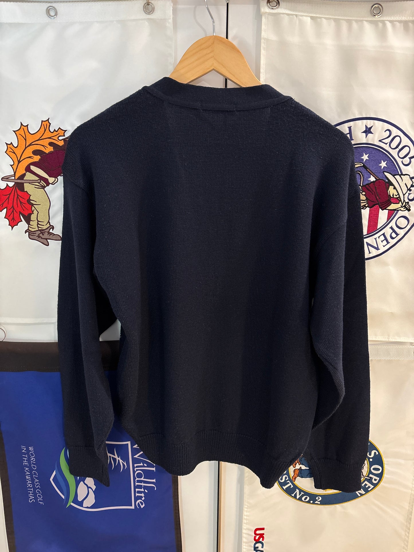 1990s Vintage Titleist Argyle Cardigan Wool Navy