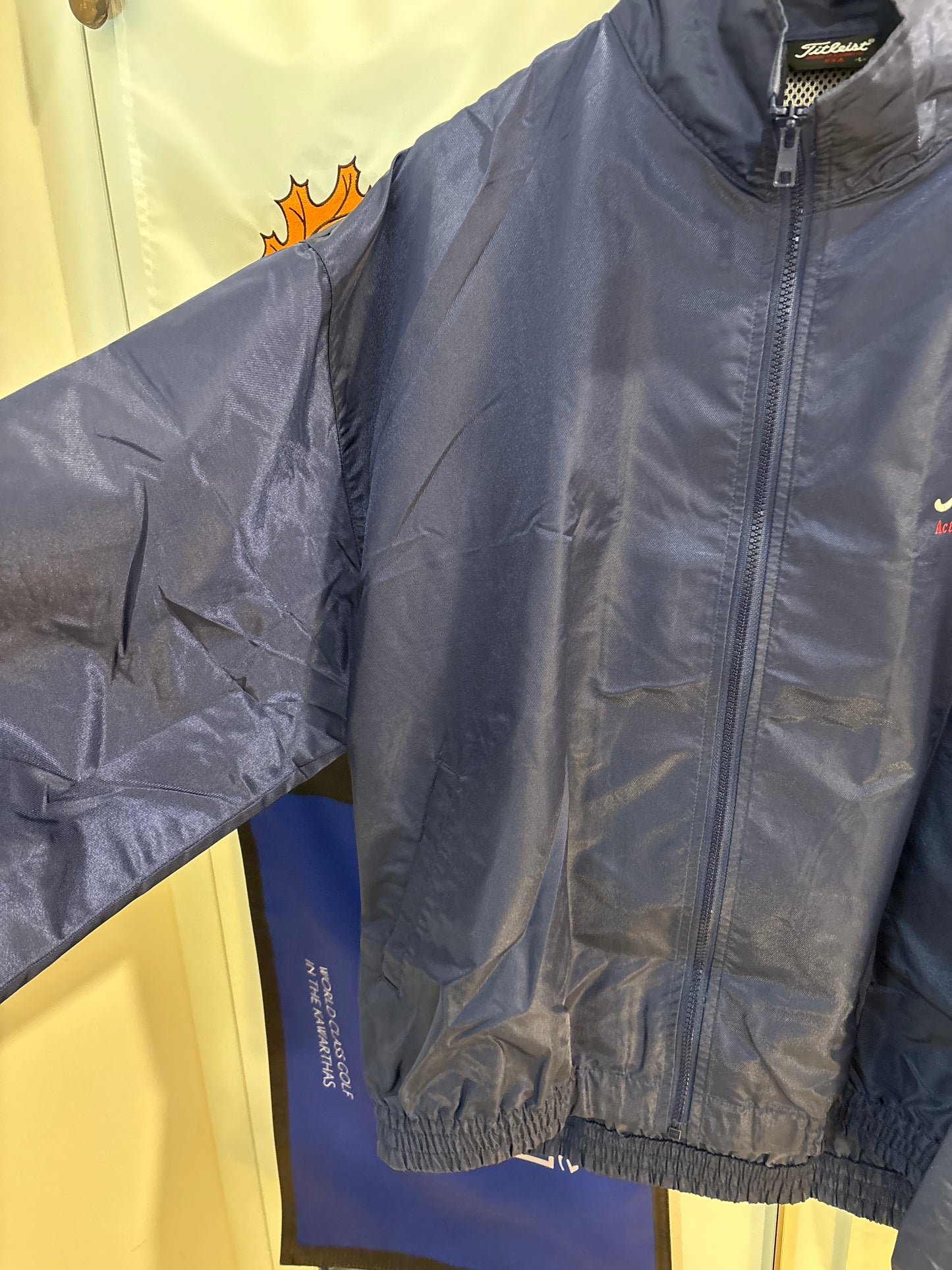 1990s Vintage Titleist Active Golf & Open Life Coaches Jacket Navy