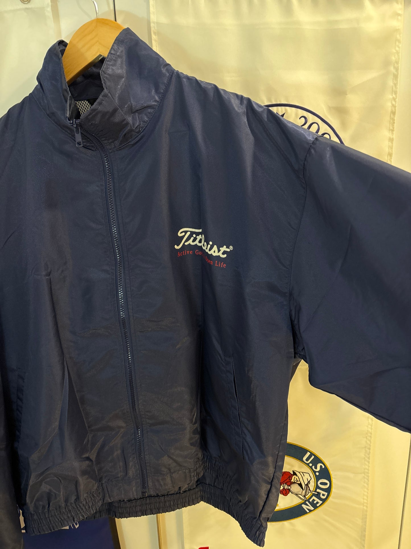 1990s Vintage Titleist Active Golf & Open Life Coaches Jacket Navy