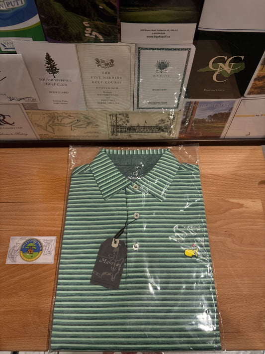 Masters Tech Augusta National Logo Polo Green Stripe
